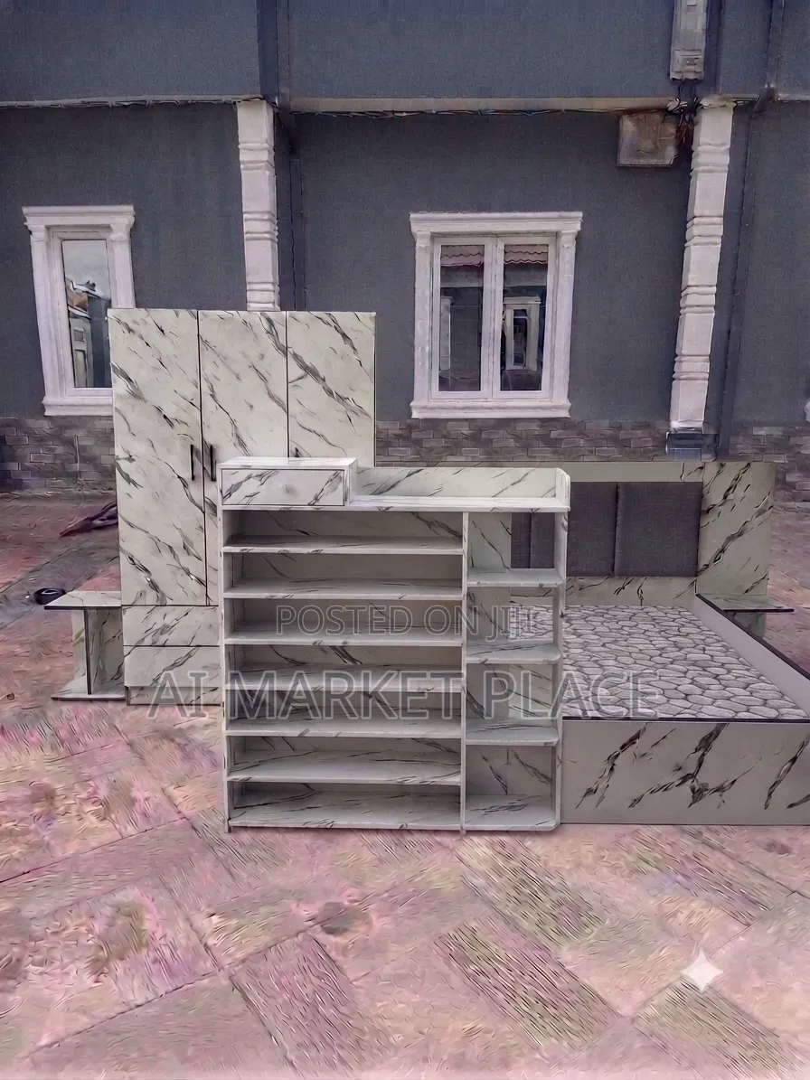 Modern White Marble-Look 3-Piece Bedroom Set