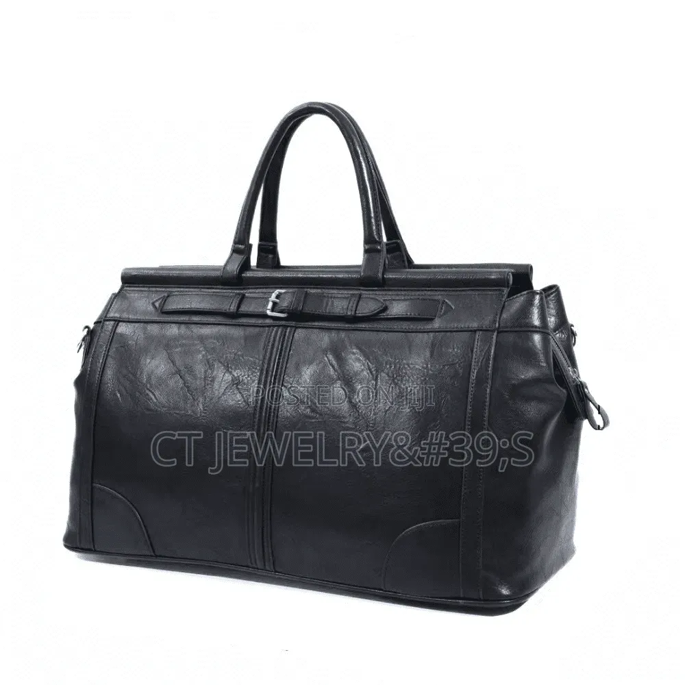 High Quality Travel Duffel Bag (Black/Brown) Secured by Buckle Strap