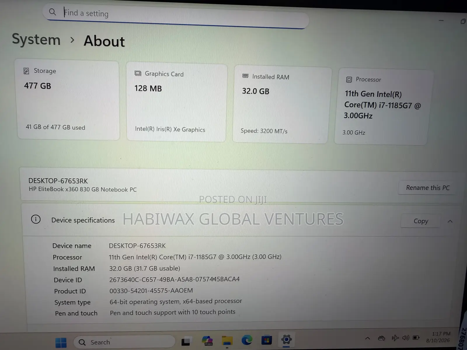 Laptop HP EliteBook 830 G8 32GB Intel Core i7 SSD 512GB