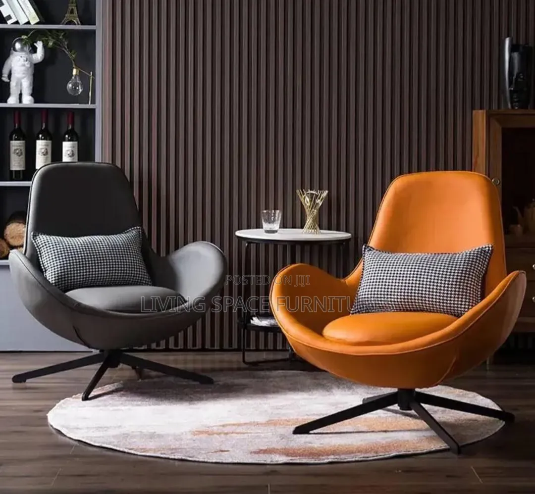 Accent Leather Chair With Pillow