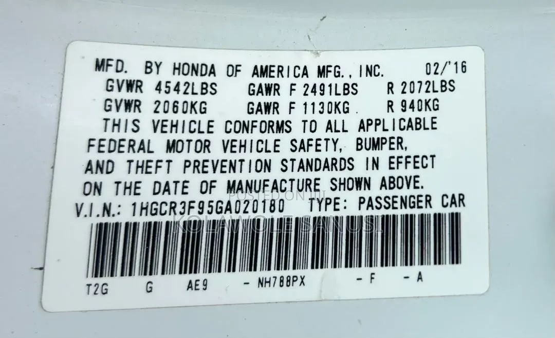Honda Accord 2016 White
