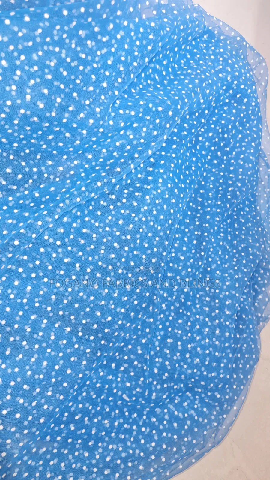 Blue Polka Dot Net Fabric
