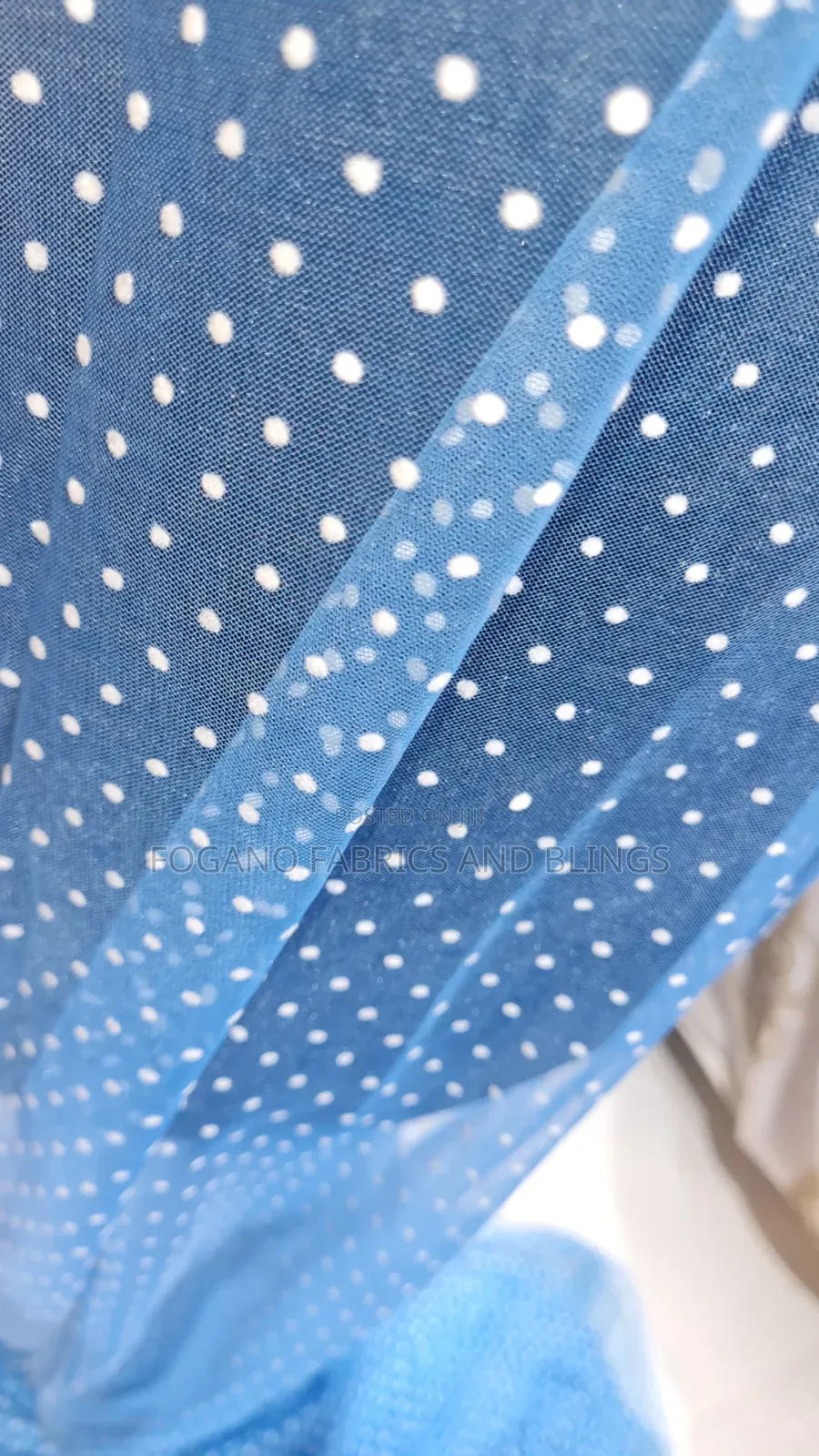 Blue Polka Dot Net Fabric