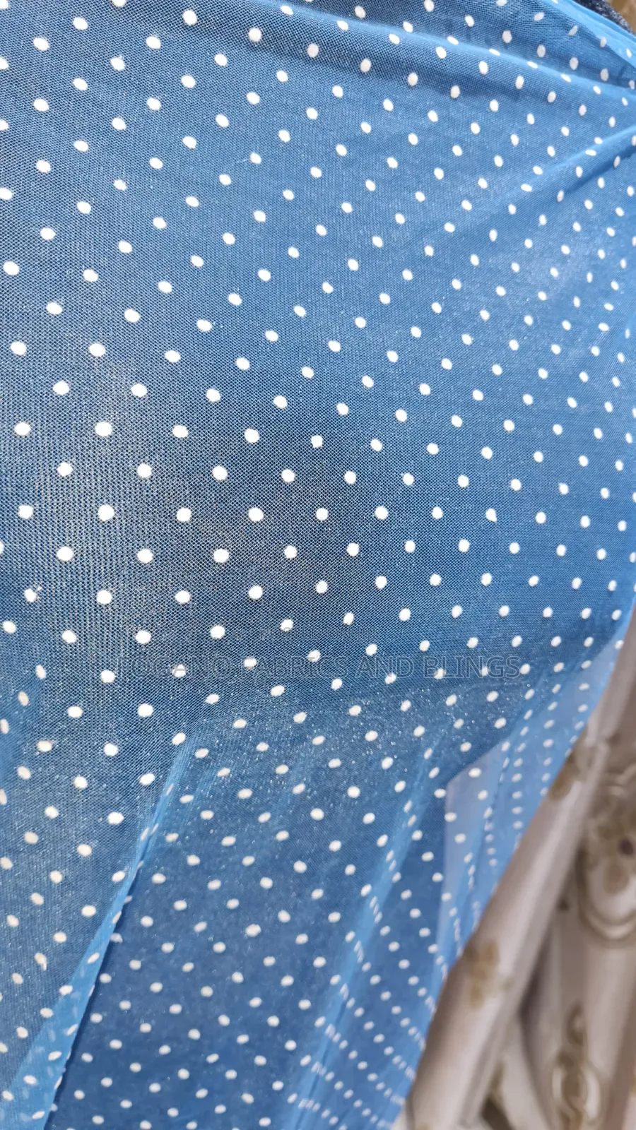 Blue Polka Dot Net Fabric