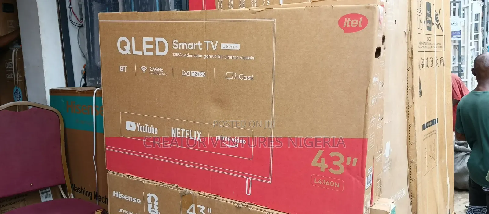 Itel 43" Qled Smart Android,full HDMI,netflix,iCast,youtube,tiny Frame