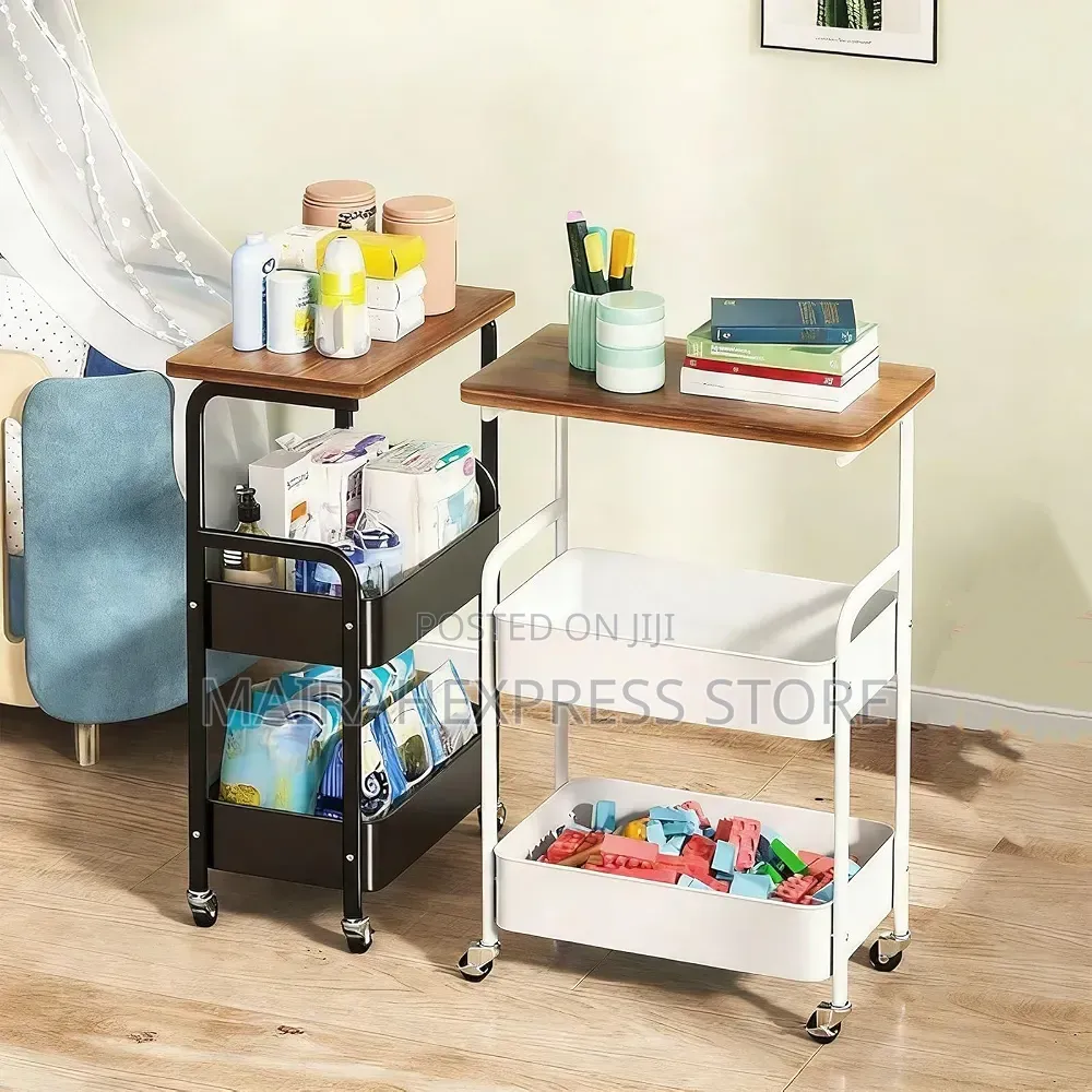 Multipurpose 3-Tier Metal Rolling Storage Cart Table 2st7