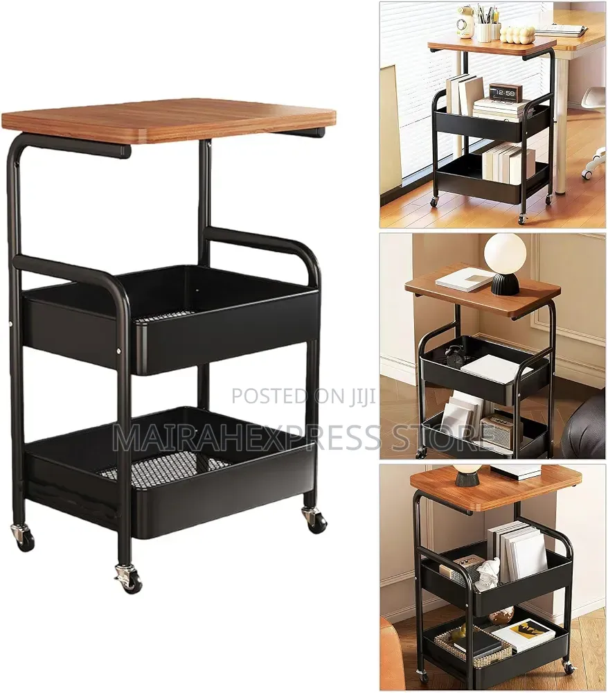 Multipurpose 3-Tier Metal Rolling Storage Cart Table 2st7