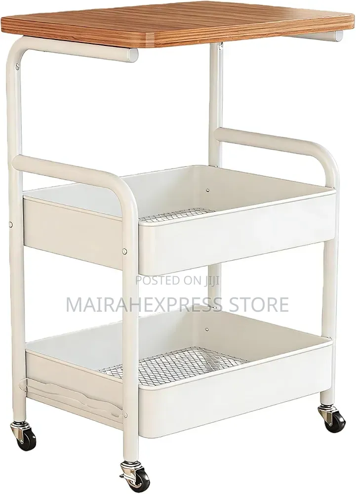 Multipurpose 3-Tier Metal Rolling Storage Cart Table 2st7