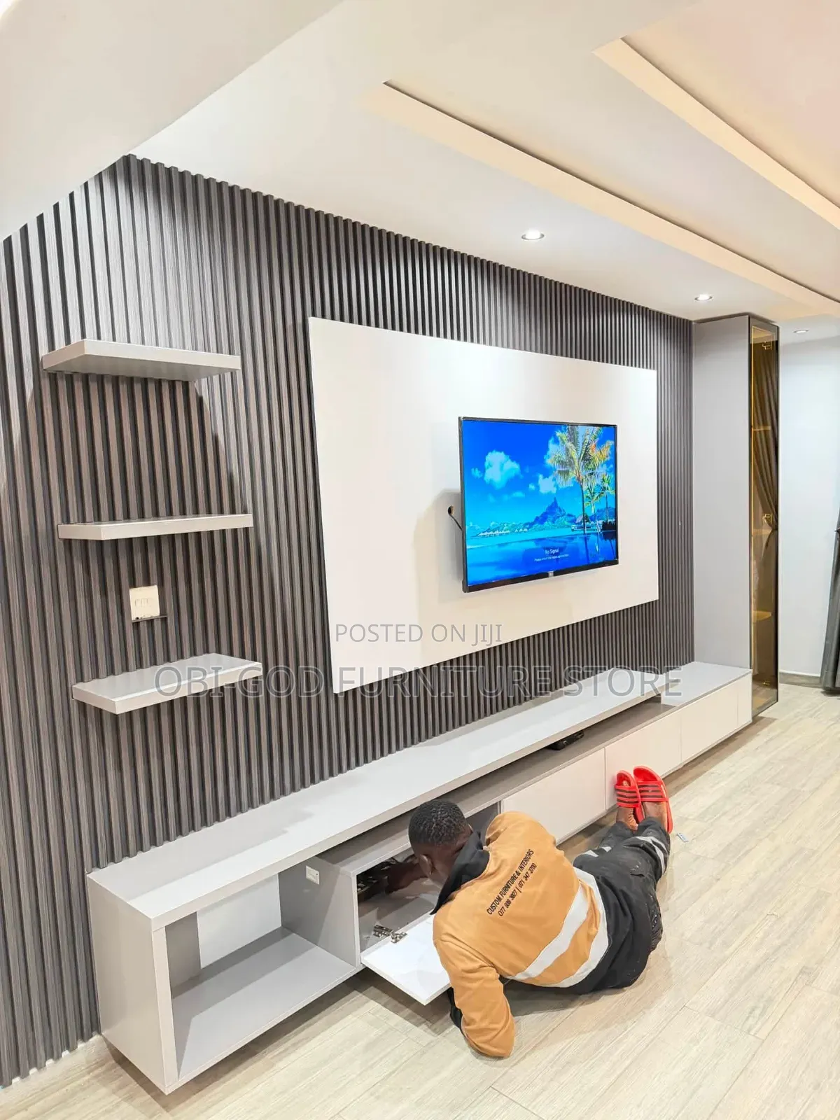 Modern TV Console / TV Wall Unit With LED Lights
