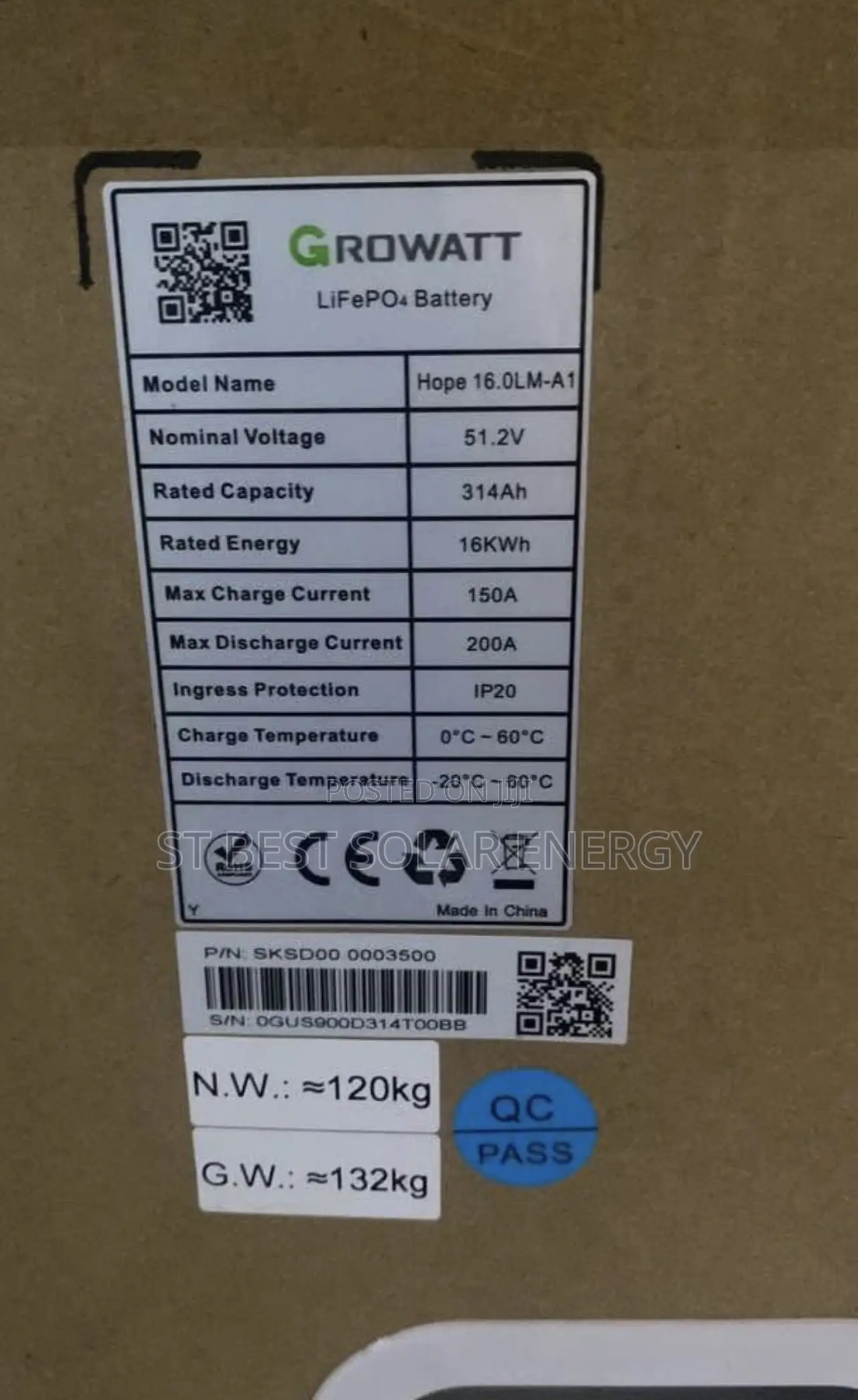 16kwh 48v Growatt Lithium Battery