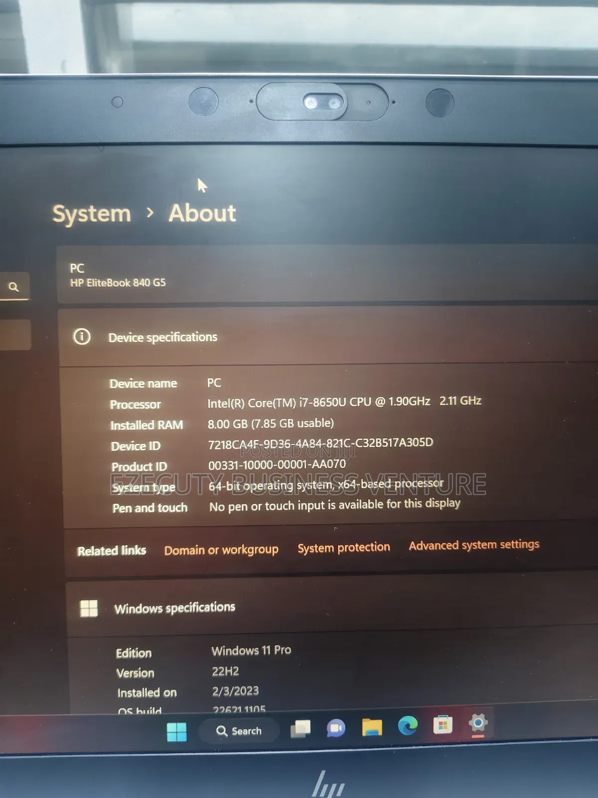 Laptop HP EliteBook 840 G5 8GB Intel Core i7 SSD 256GB