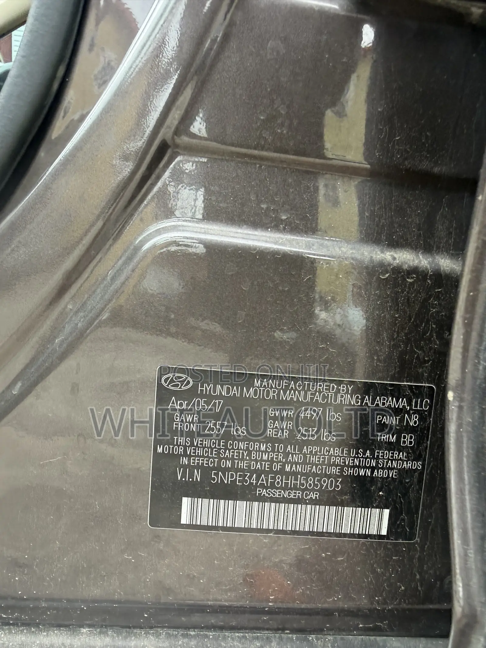 Hyundai Sonata Limited Sedan FWD (2.4L 4cyl 6A) 2017 Gray
