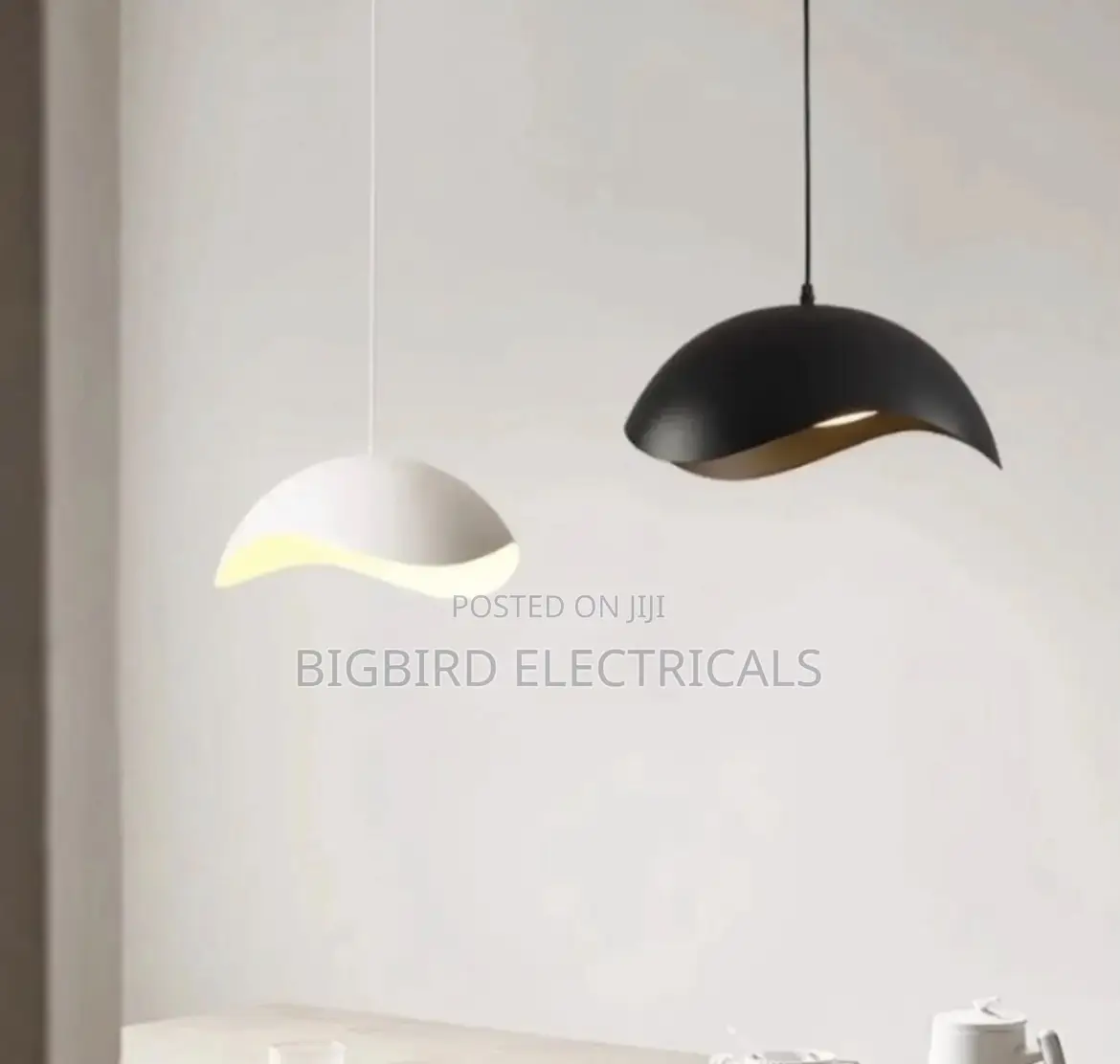 Modern Wave Pendant Light Black White Hanging Ceiling Lamp
