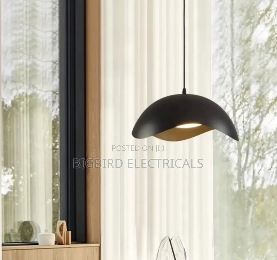 Modern Wave Pendant Light Black White Hanging Ceiling Lamp