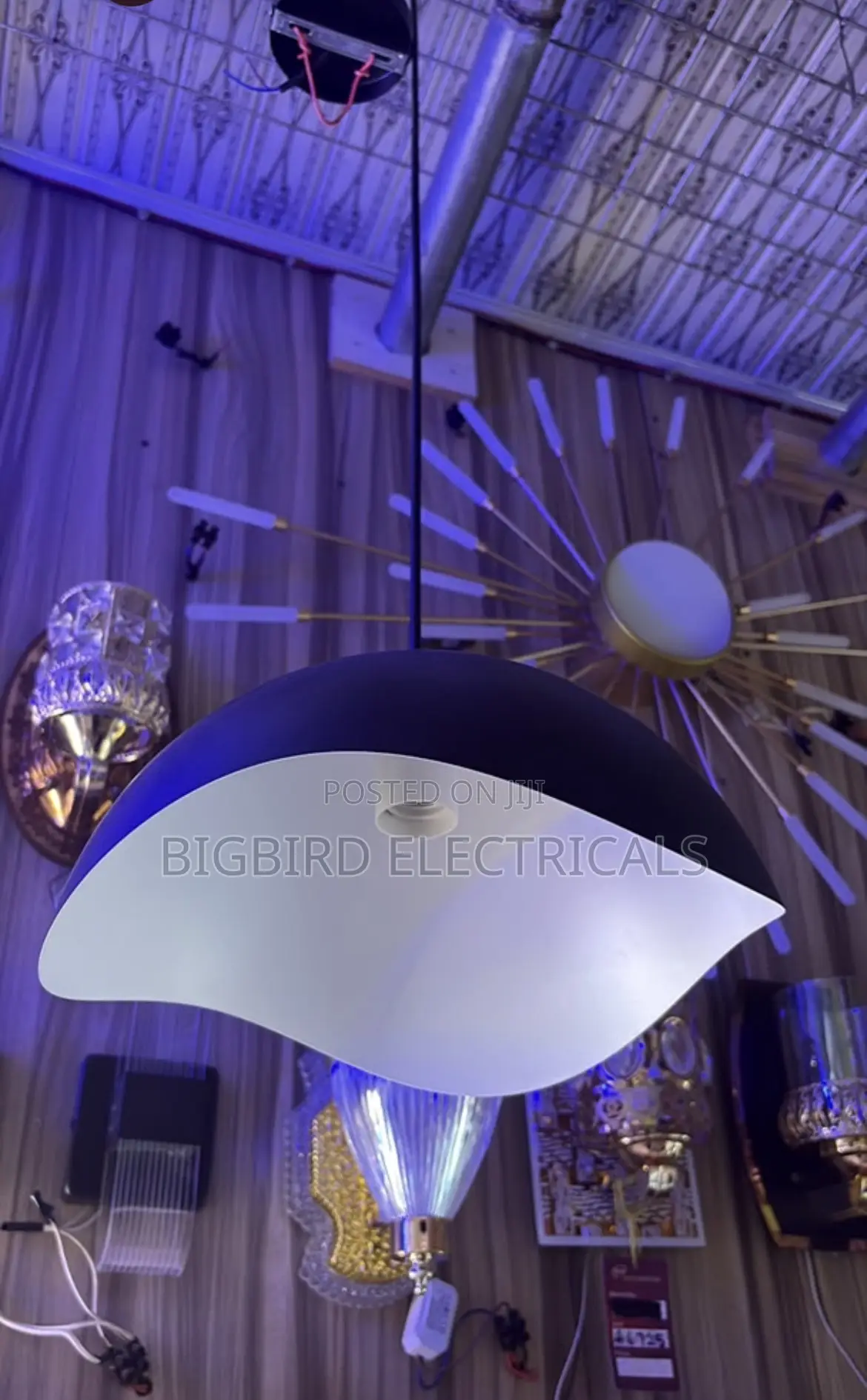 Modern Wave Pendant Light Black White Hanging Ceiling Lamp