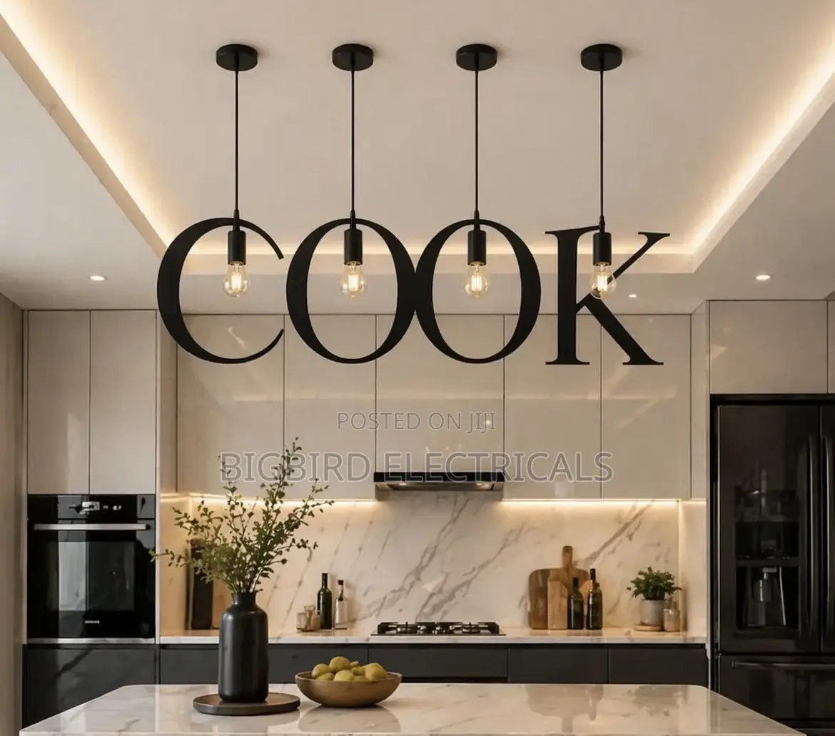 COOK Letter 4-Pendant Kitchen Island Light Black