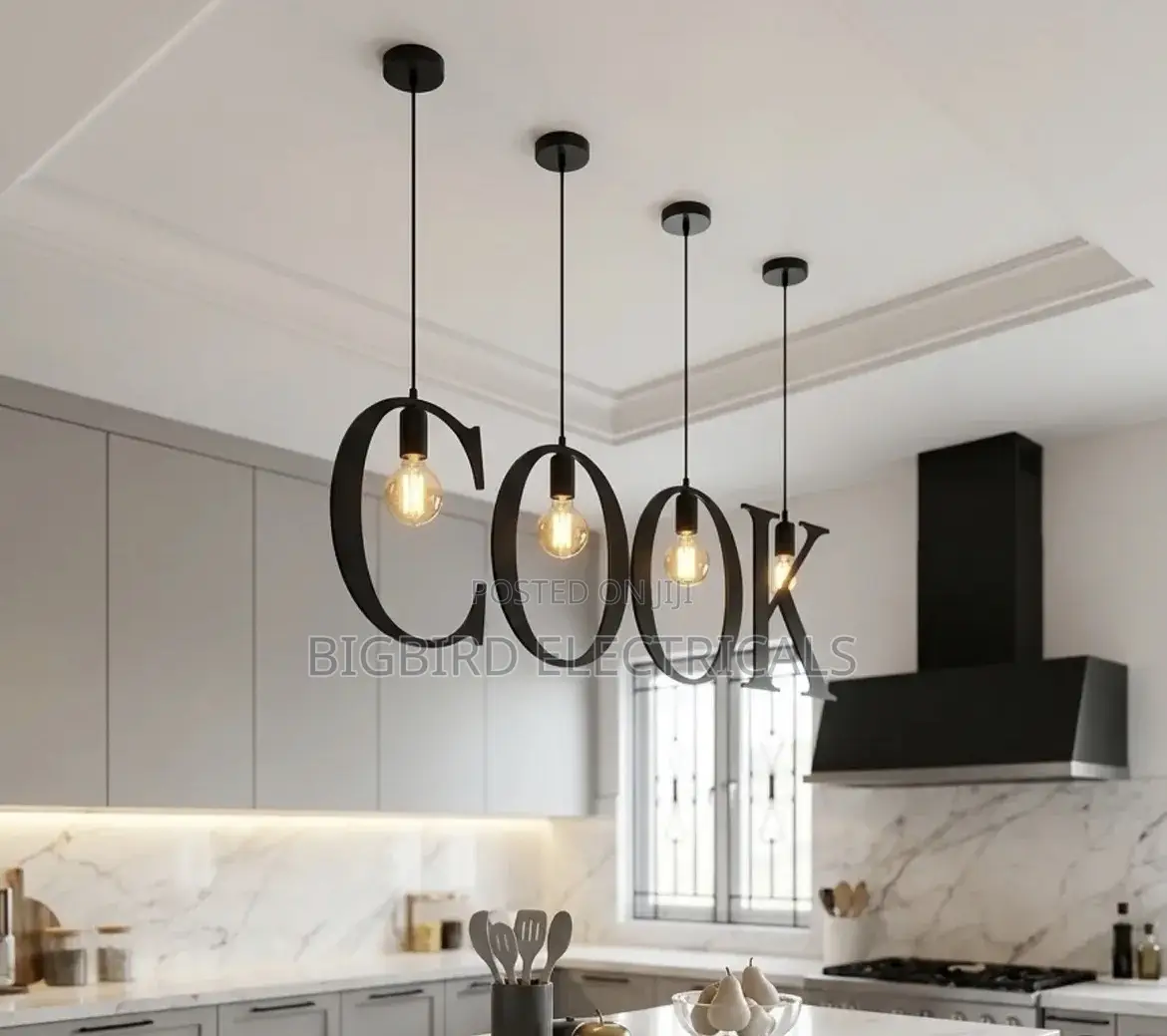 COOK Letter 4-Pendant Kitchen Island Light Black