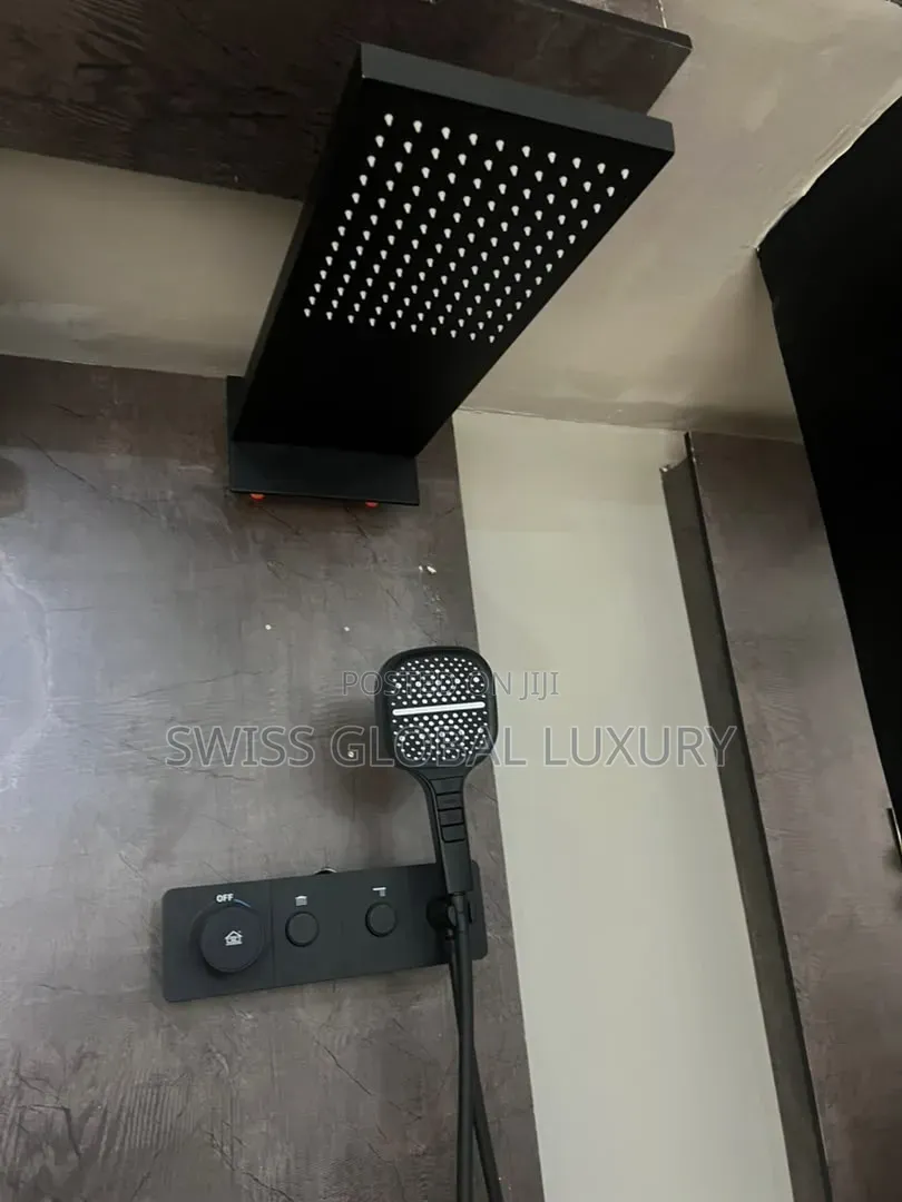 Quality Square Head Matte Black Concealed Thermostatic Shower System