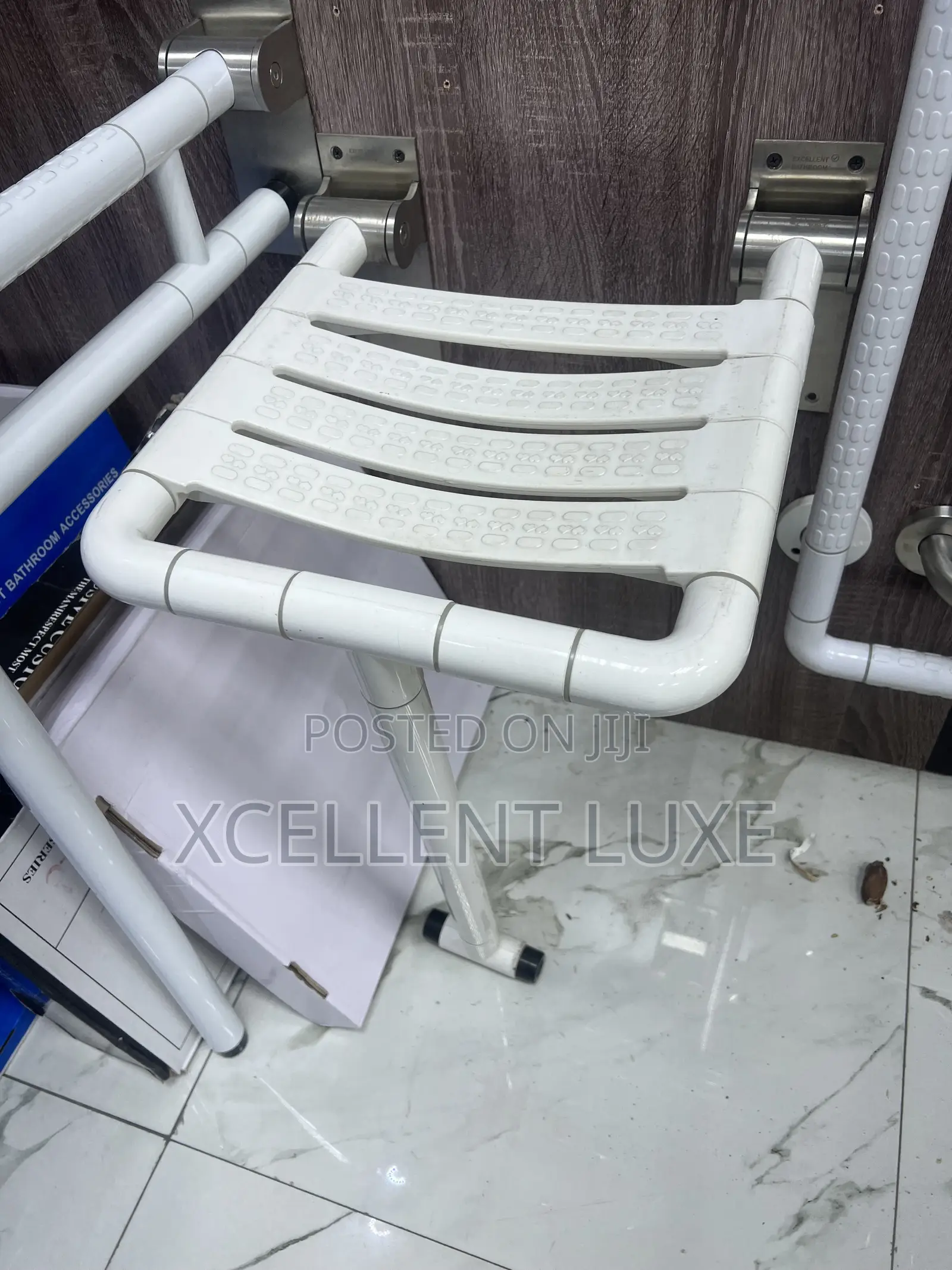 Wall Mount Foldable Shower Seat and Arm Support. Made for Aged Disable