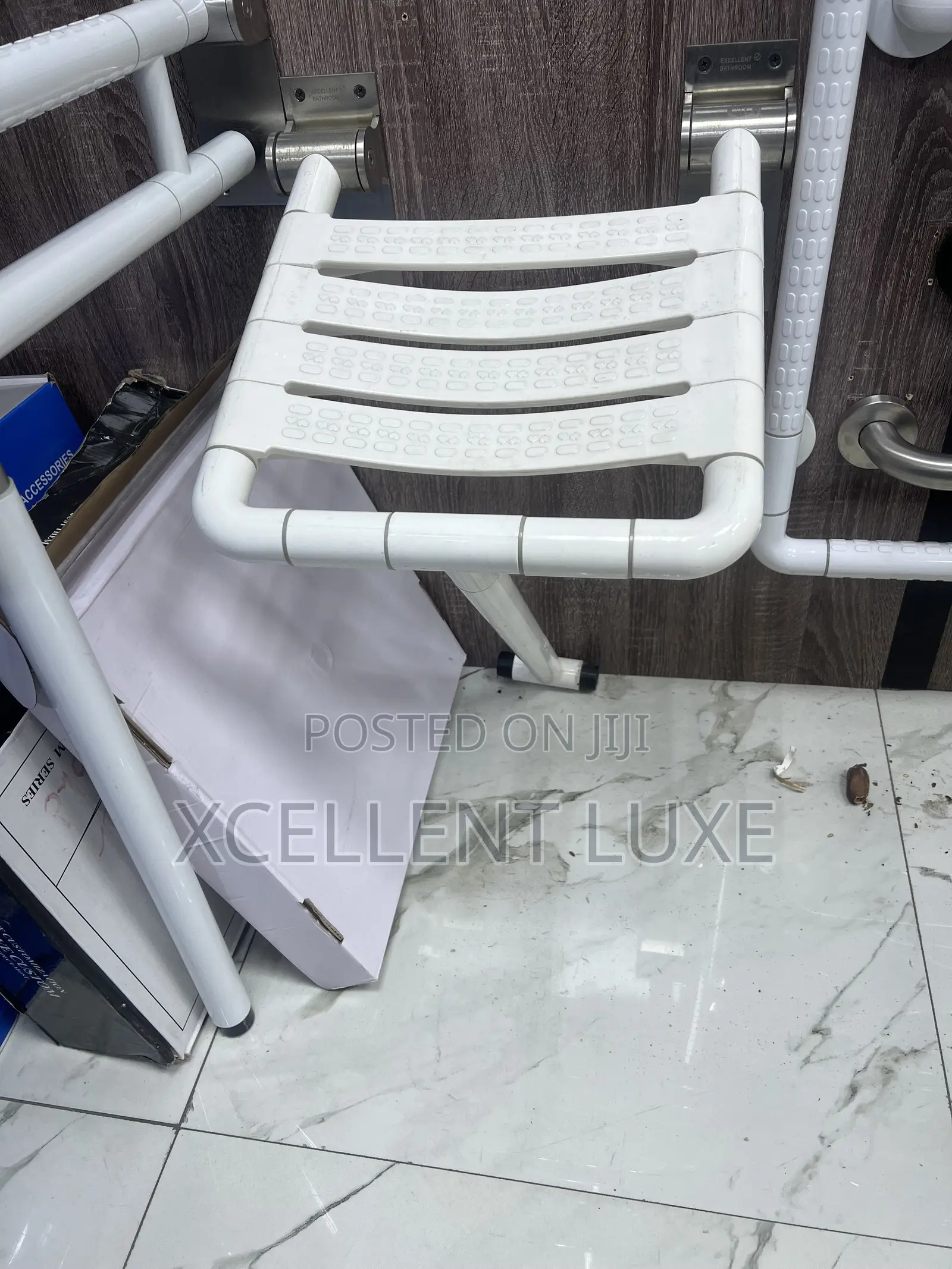 Wall Mount Foldable Shower Seat and Arm Support. Made for Aged Disable