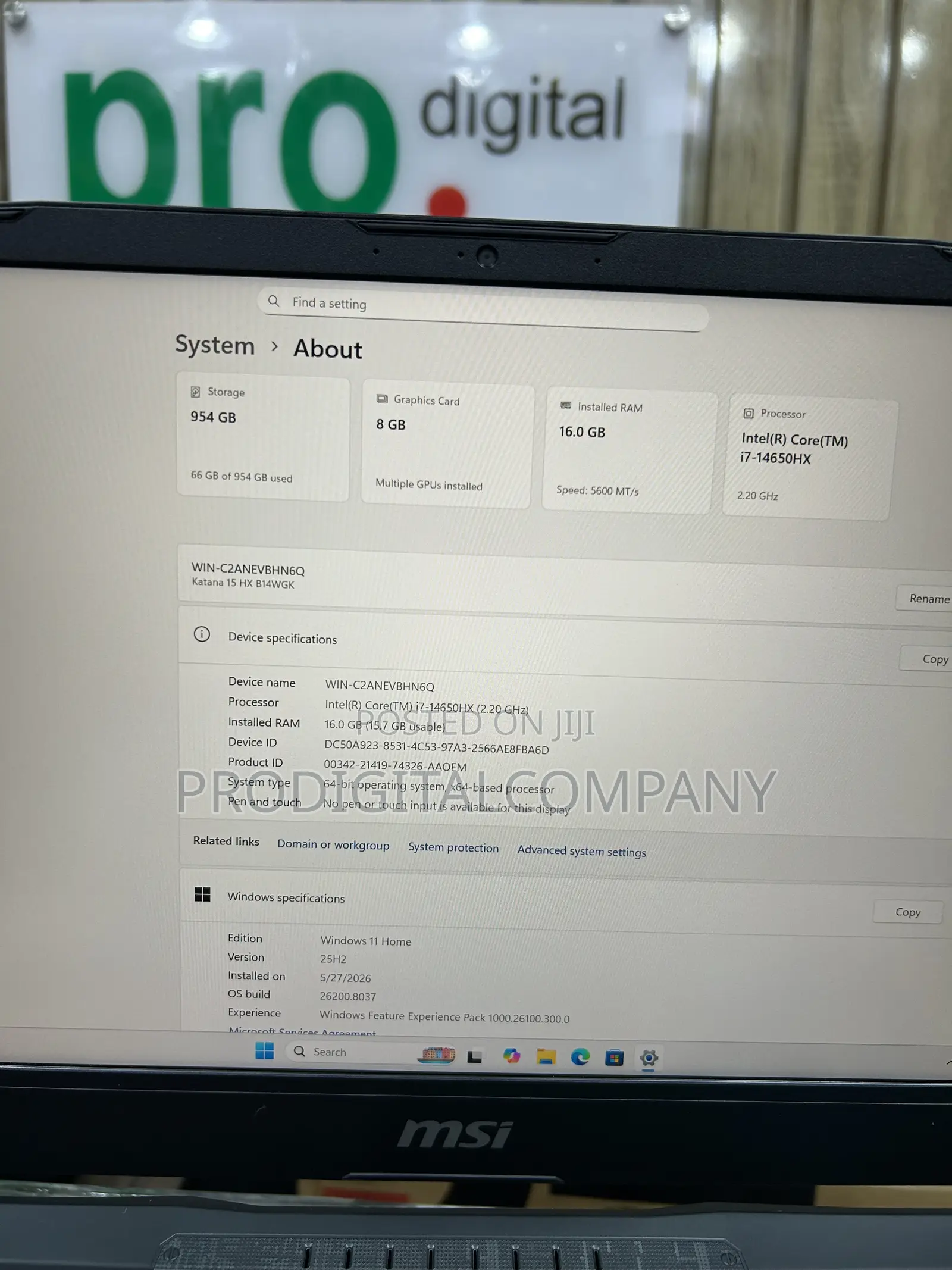 New Laptop MSI Katana 15 16GB Intel Core i7 SSD 1T