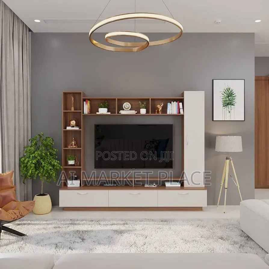 Made-on-Mounted TV Media Console 5ft by 6ft (Made on Demand)
