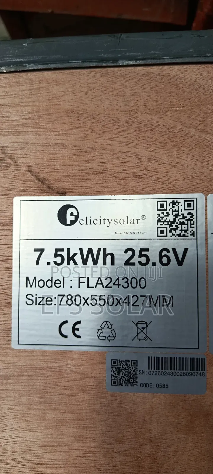 Felicity Solar 7.5kWh 25.6V Lithium Battery