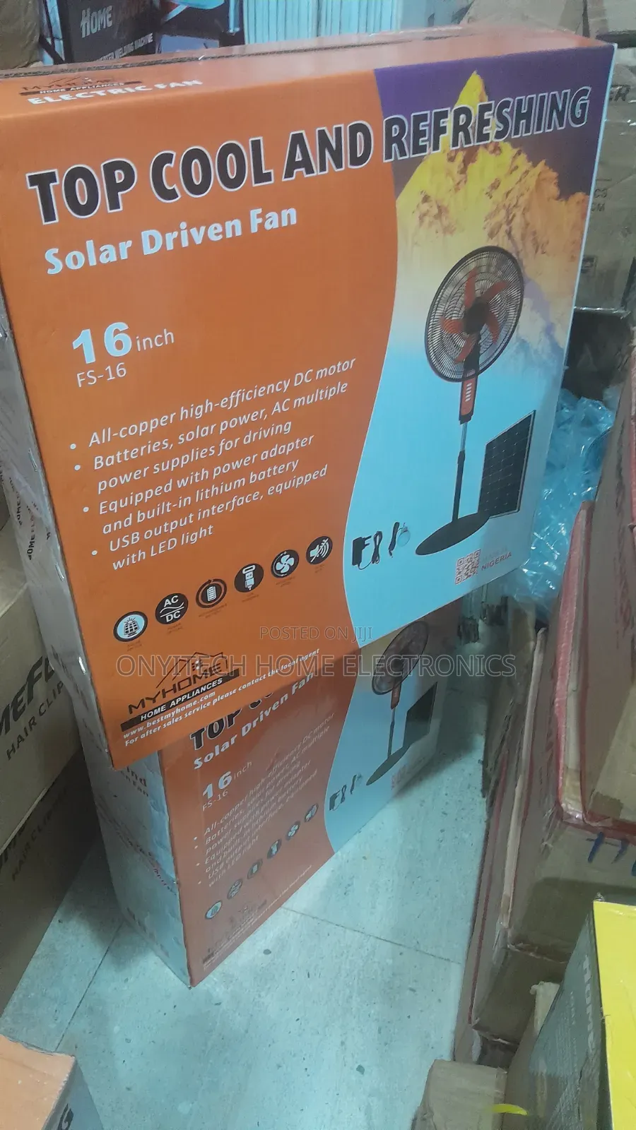 Myhome 16inch Stand Fan With Solar Panel and Bulb