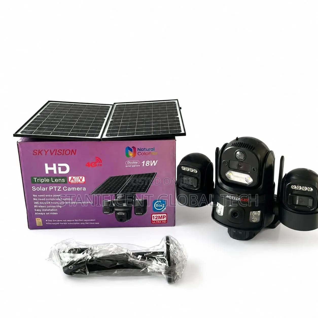 Skyvision 12MP 4G AOV Triple Lens Double Panel Solar PTZ Camera