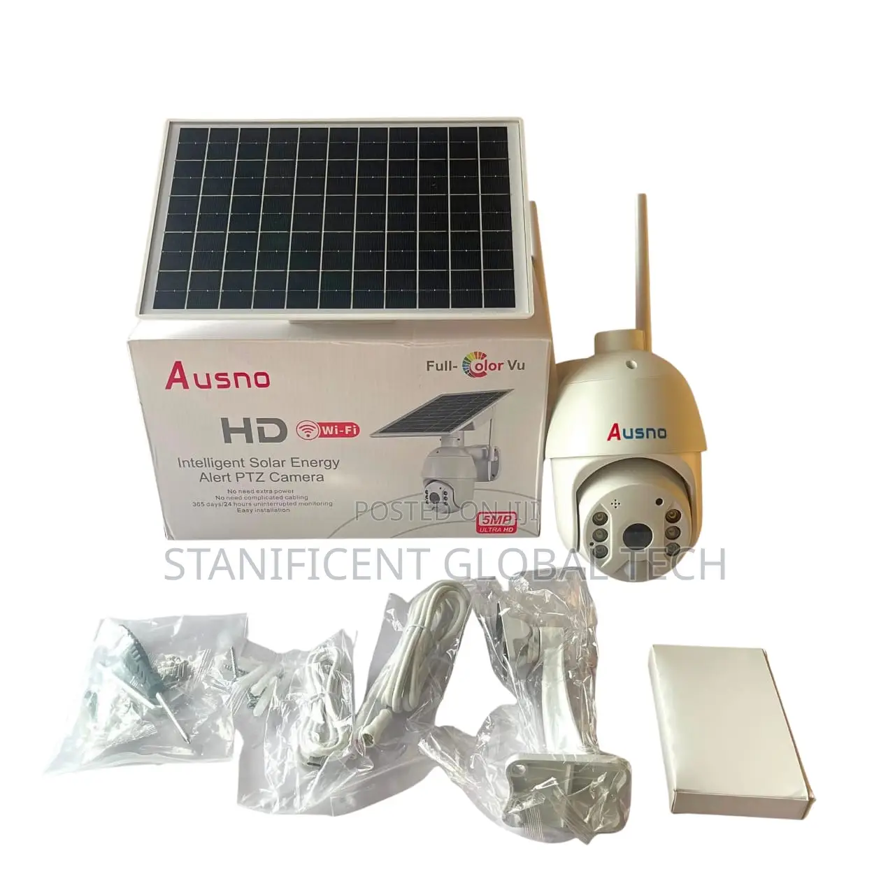 Ausno 5MP WiFi Single Lens Solar PTZ Big Outdoor Camera (UBox App)