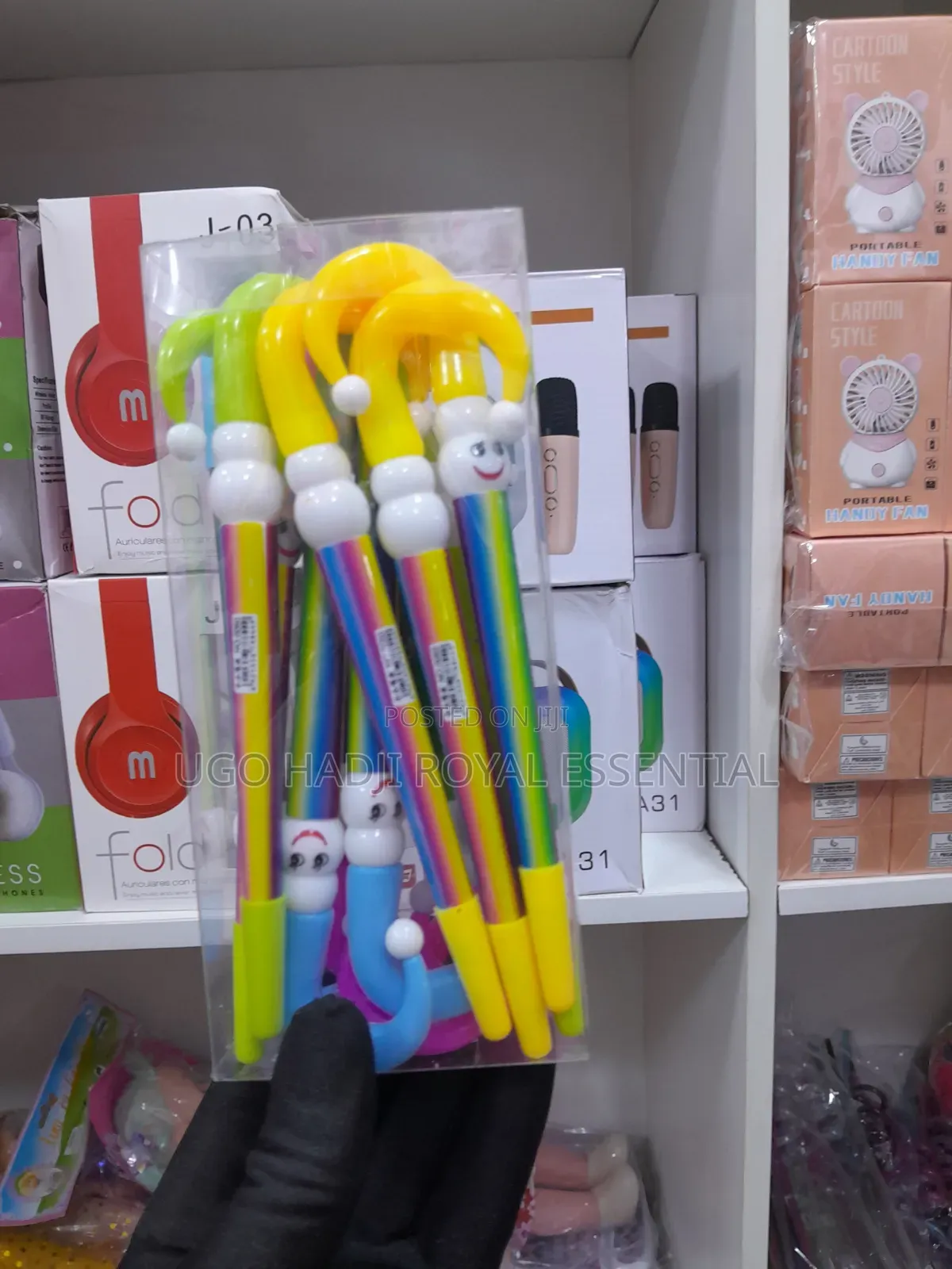 Cute Rainbow Candy Cane Umbrella Pens for Kids Birthday Party Favors