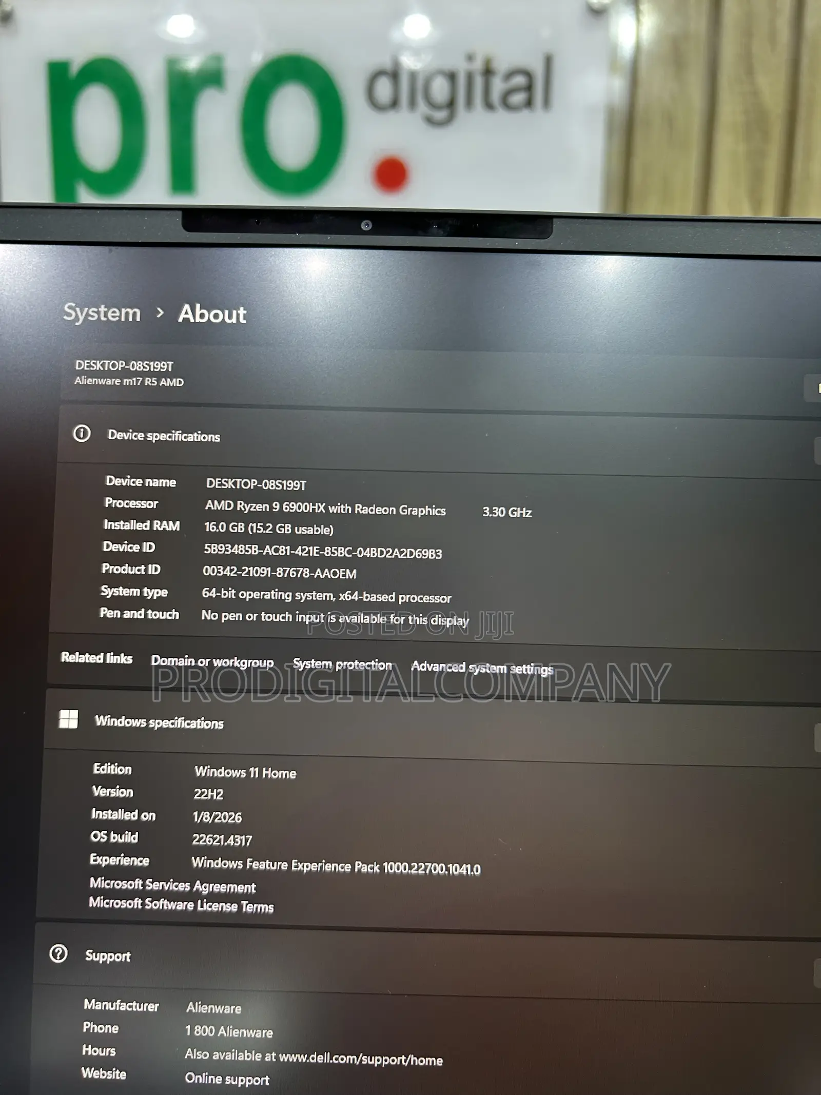 Laptop Alienware m17 R5 16GB AMD Ryzen 9 SSD 1T