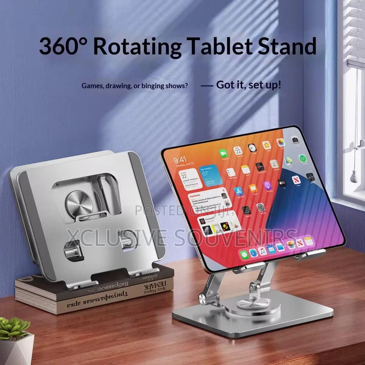 High Quality Metal Steel 360 Degree Rotating Folding Tablet Stand