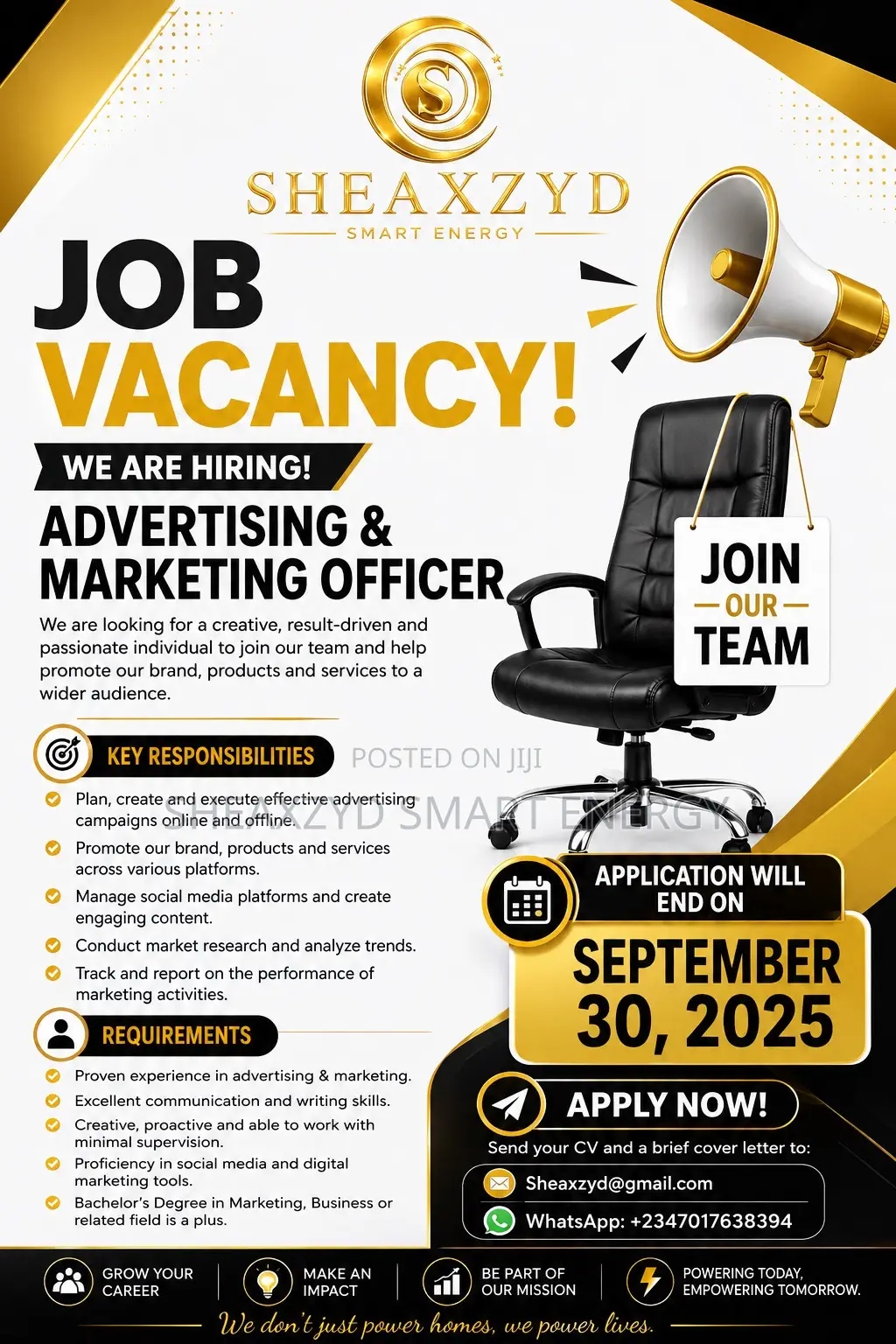 Advertising & Marketing Officer Job Vacancy – Apply Now