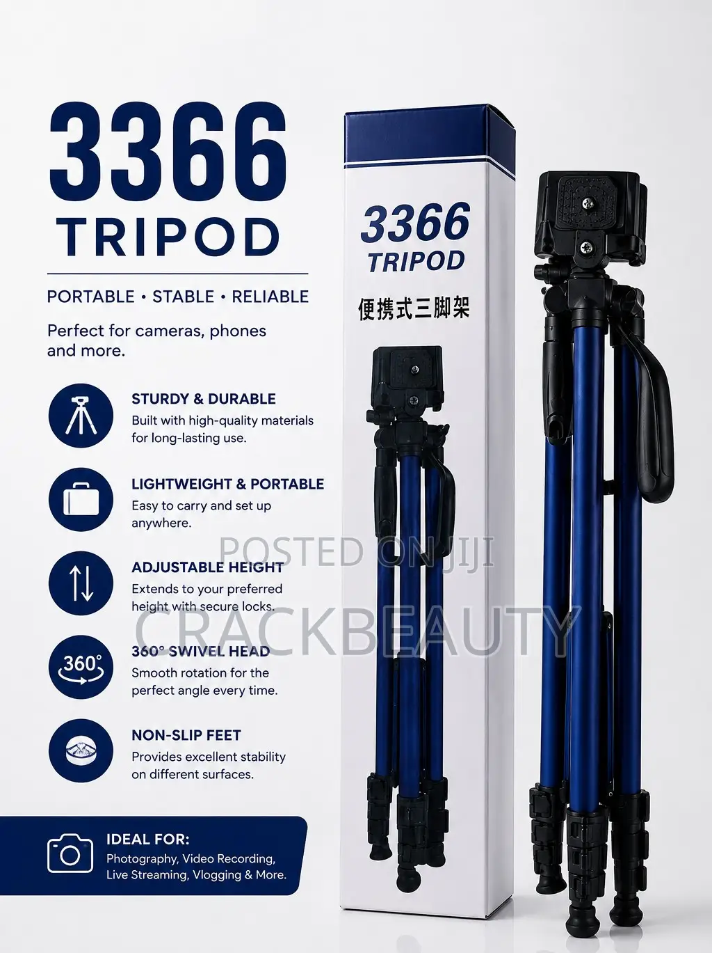 3366 Portable Tripod Stand 1.4M With Phone Holder Remote