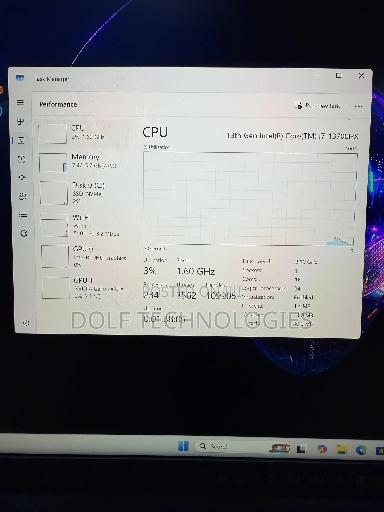 Laptop Alienware M16 R1 16GB Intel Core i7 SSD 512GB