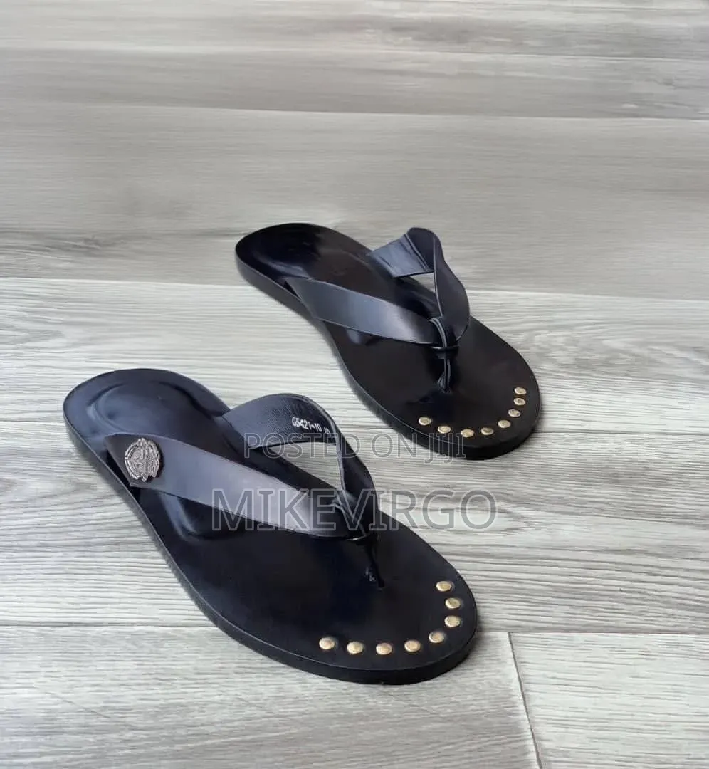 Handmade Men's Complete Leather Slippers With Leather Sole