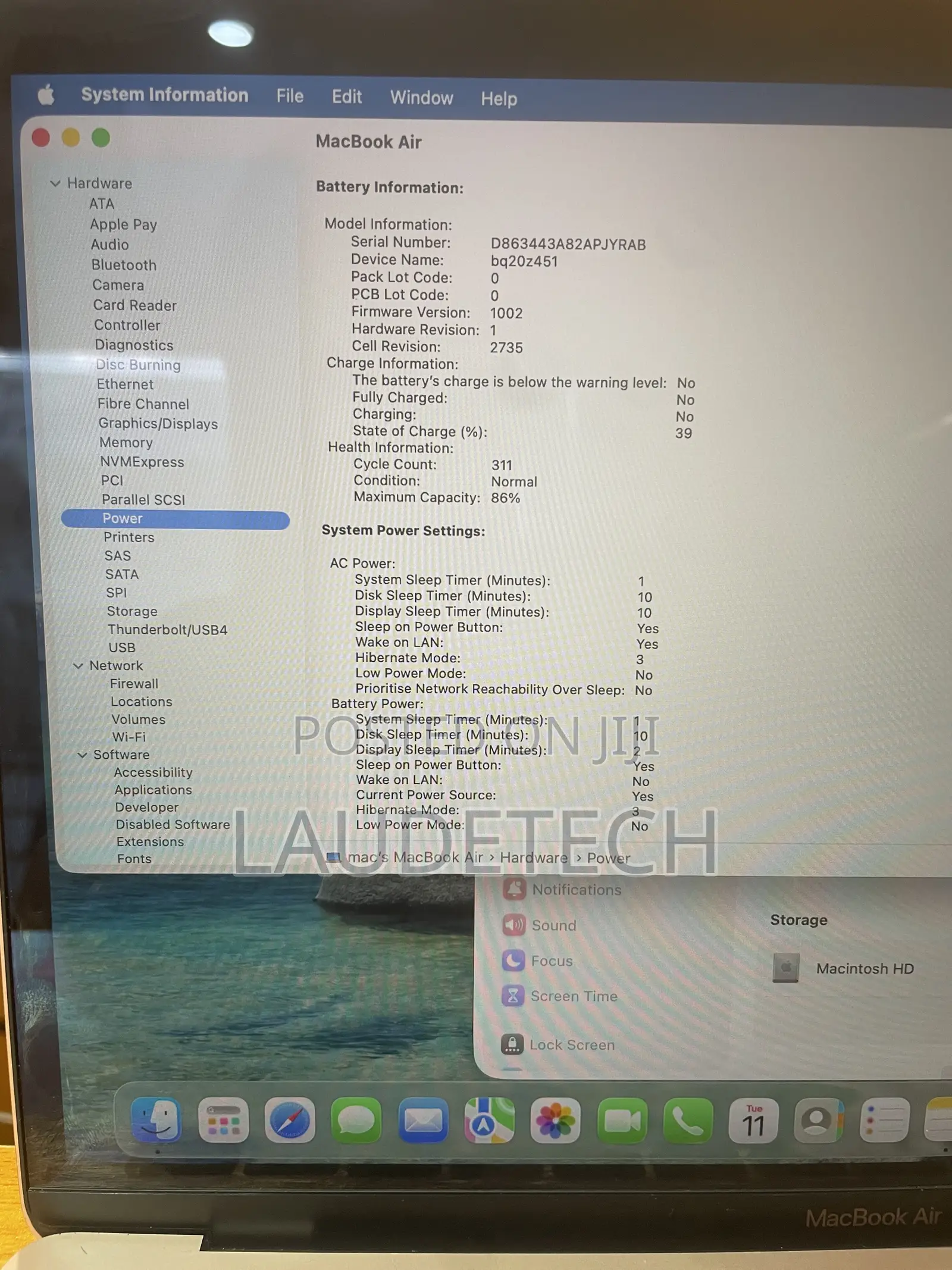 Laptop Apple MacBook Air 2020 8GB Apple M1 SSD 256GB