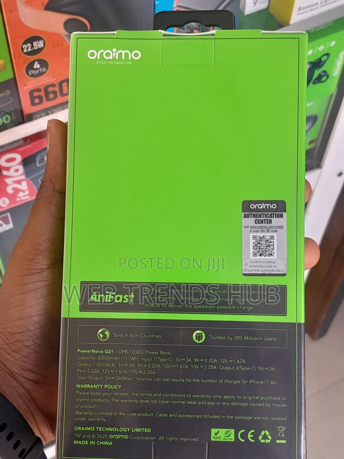 Oraimo 22.5W 30,000mAh PowerNova Q31 (OPB-7300Q) Fast Charge PowerBank