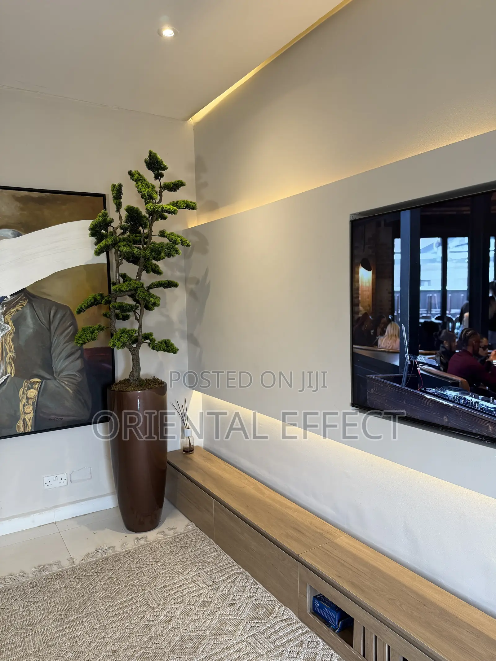 Artificial Pine Tree in Metallic Brown Cylinder Pot | Indoor Planters