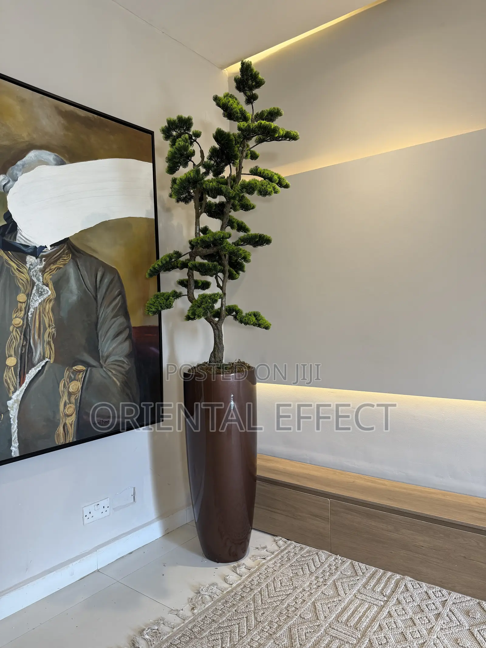 Artificial Pine Tree in Metallic Brown Cylinder Pot | Indoor Planters