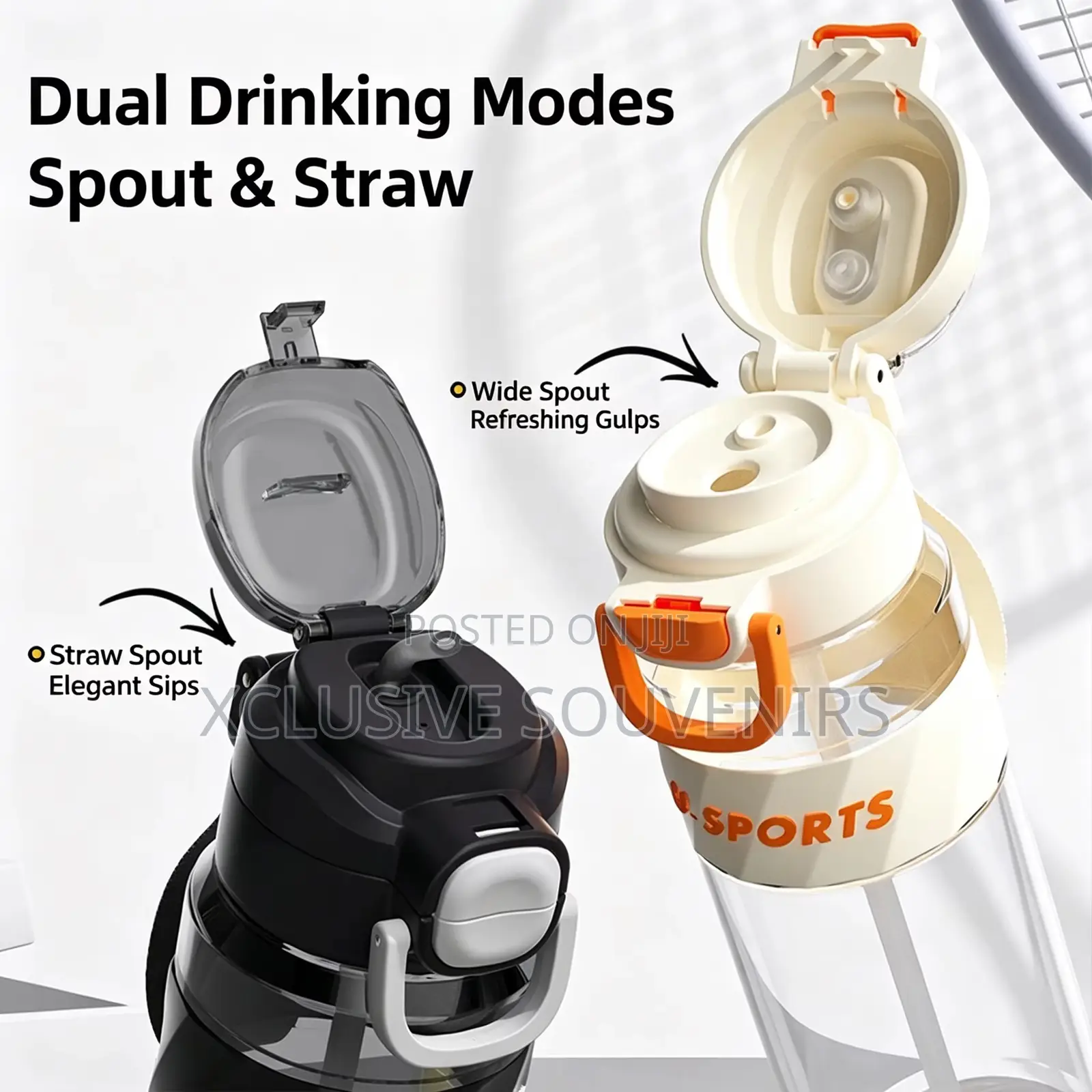 Leakproof Plastic Sports Water Bottle With Straw Lid