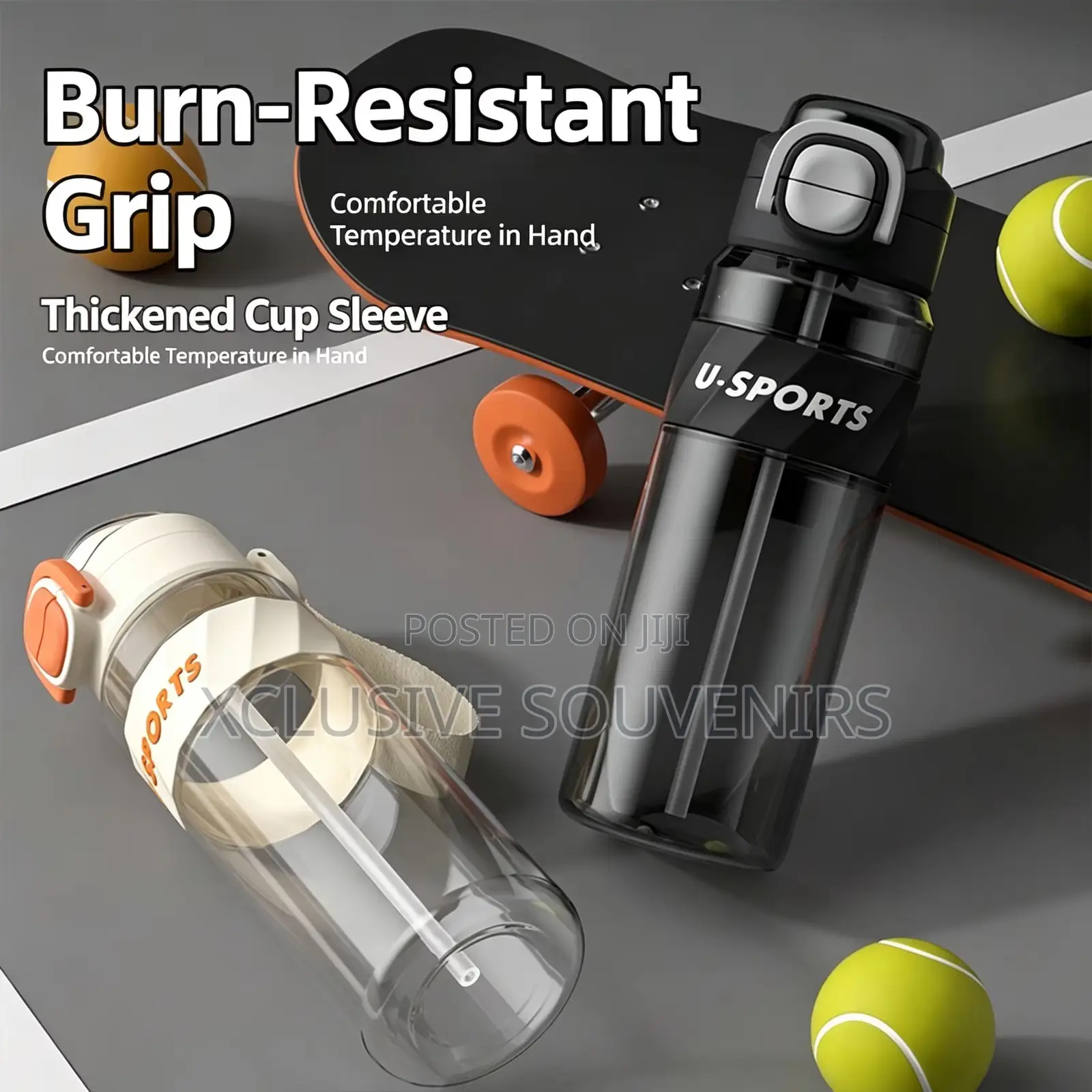 Leakproof Plastic Sports Water Bottle With Straw Lid