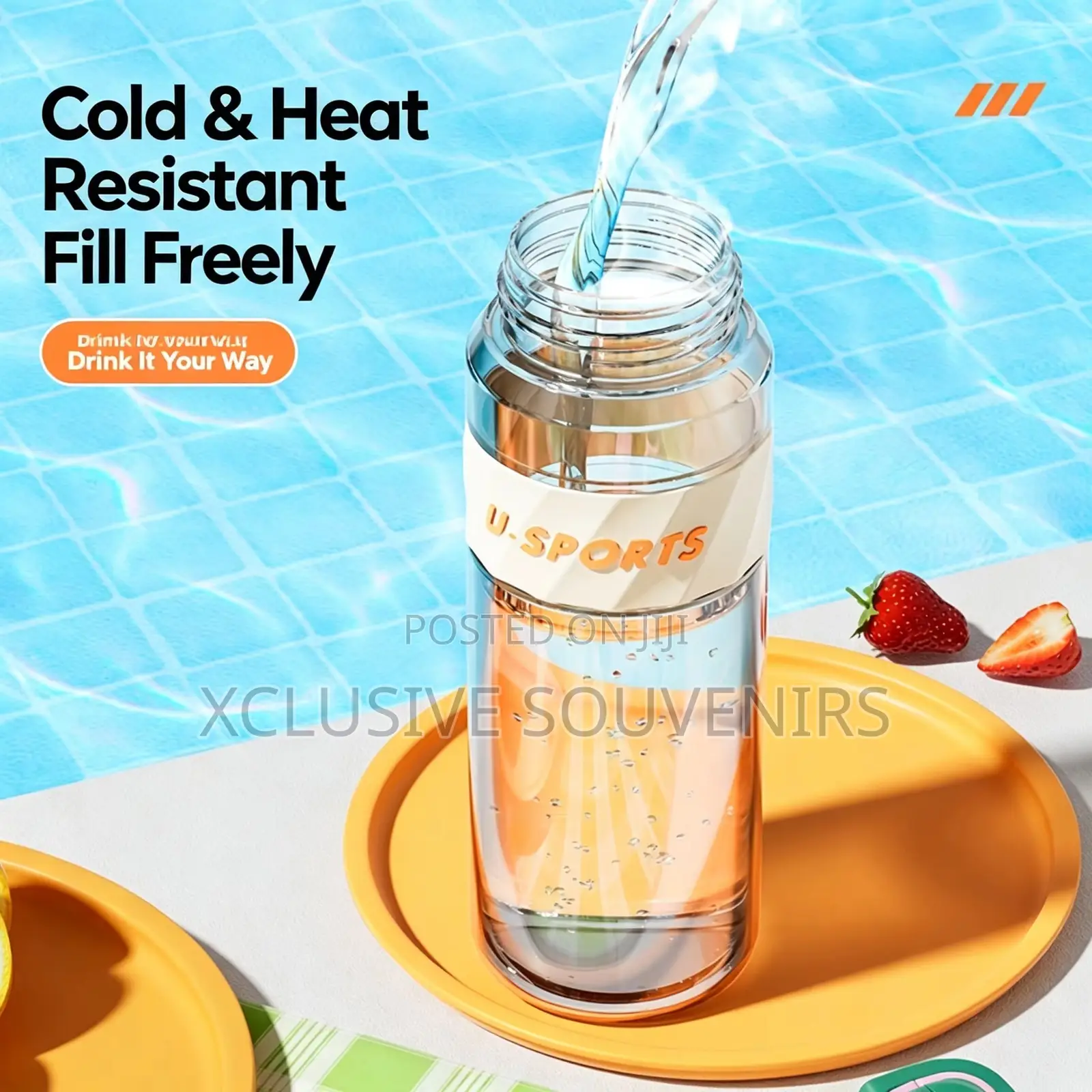 Leakproof Plastic Sports Water Bottle With Straw Lid