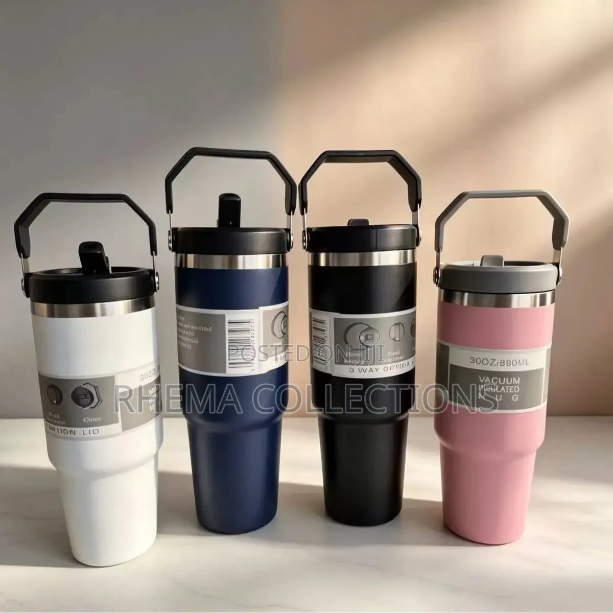 (900ml) Stainless Steel Vacuum Insulated Travel Tumbler With Handle