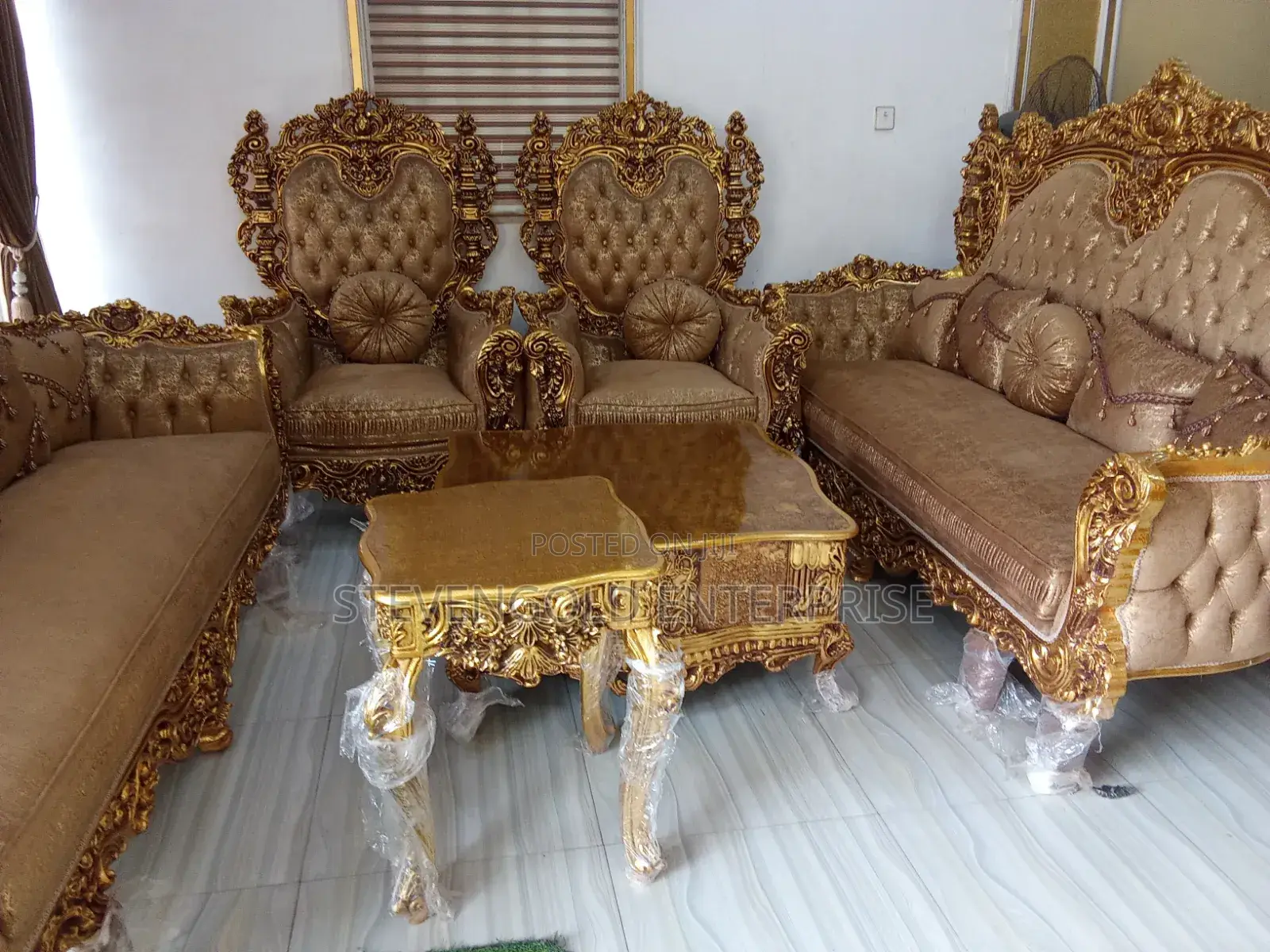 Prestige Royal Sofa Set – Luxury Gold Finish