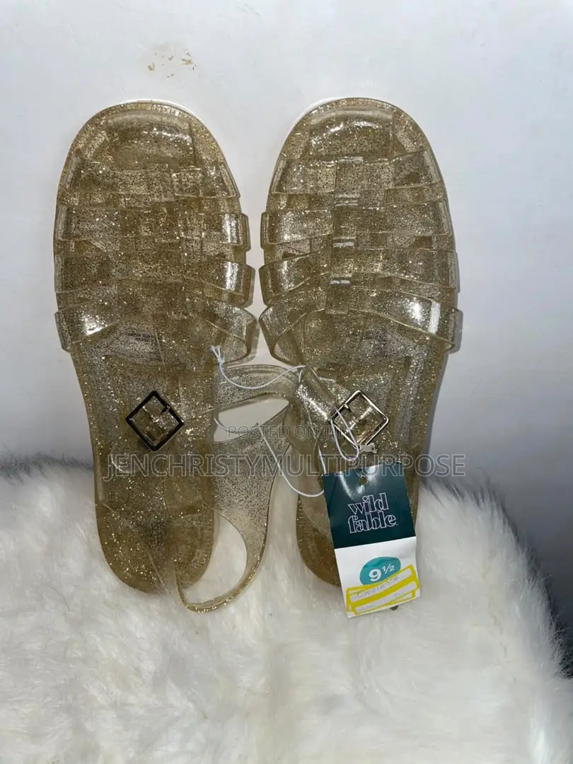 Women's Glitter Flat Slide Sandals With Buckle