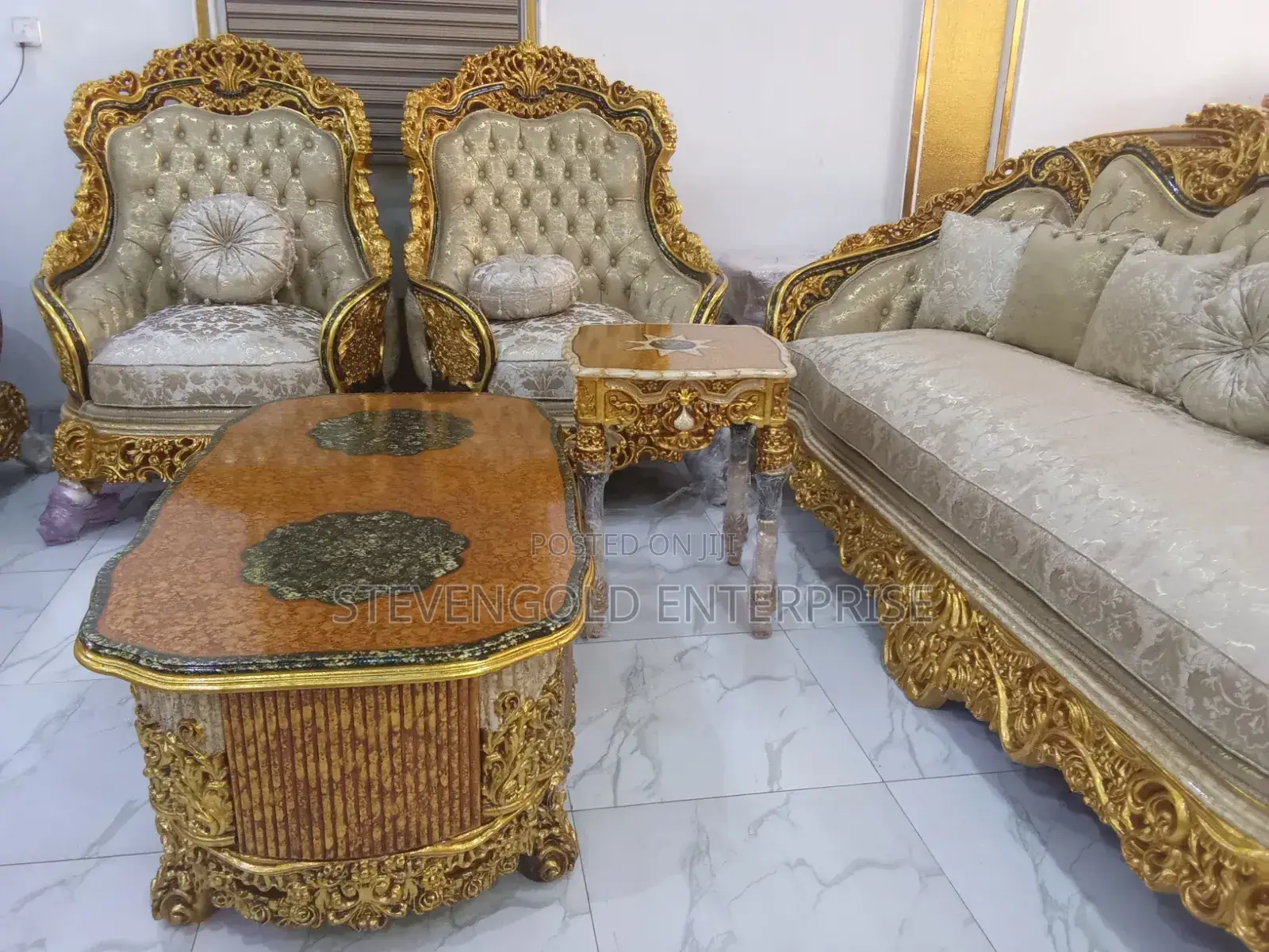 Royal Luxury Sofa Set – Gold Classic Elegance
