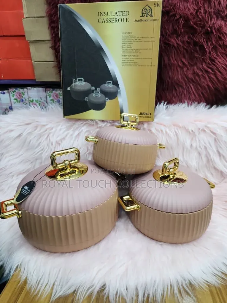 Luxury Insulated Casserole Set – Beautiful Pink Gold Design
