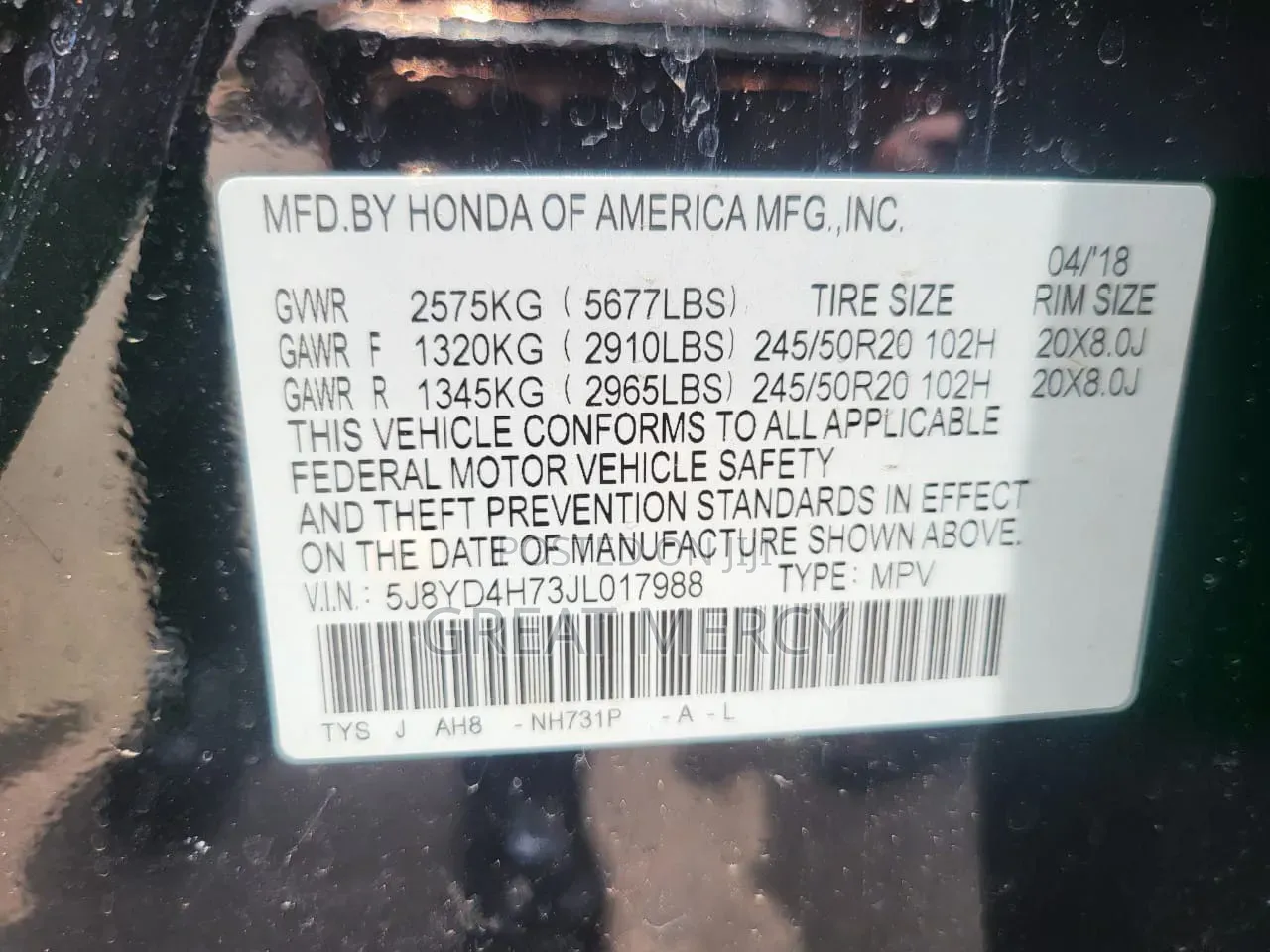 Acura MDX 2018 Black